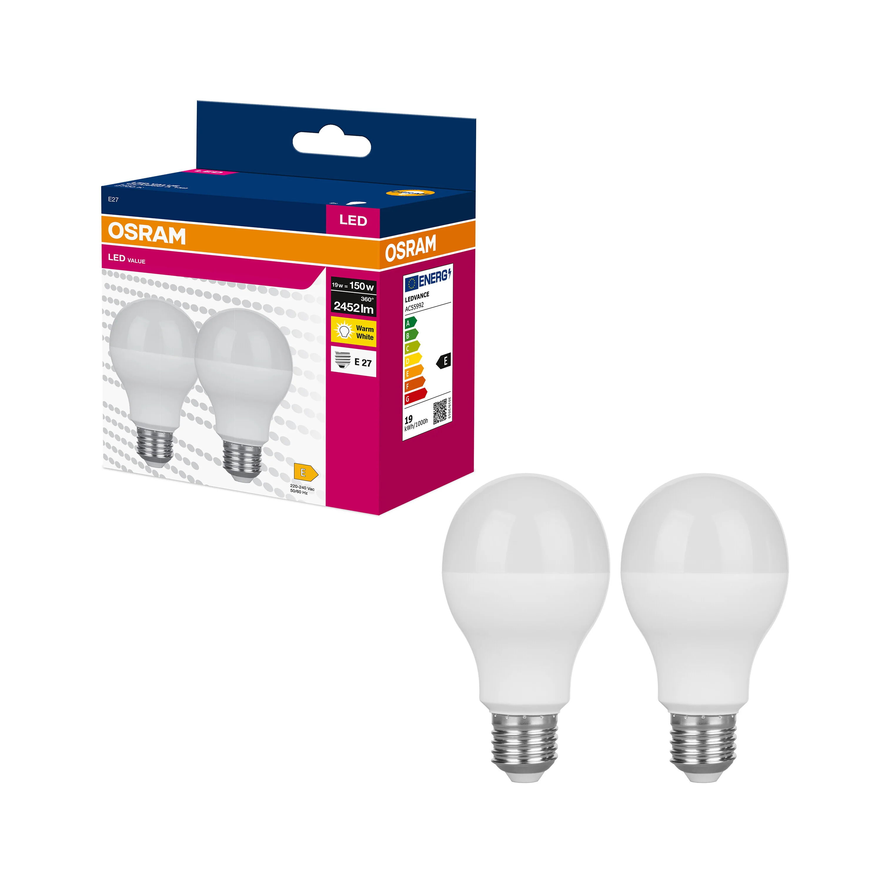Żarówka LED OSRAM LED VALUE CLAS A 150  19 W/2700 K E27 2pak - Image 4