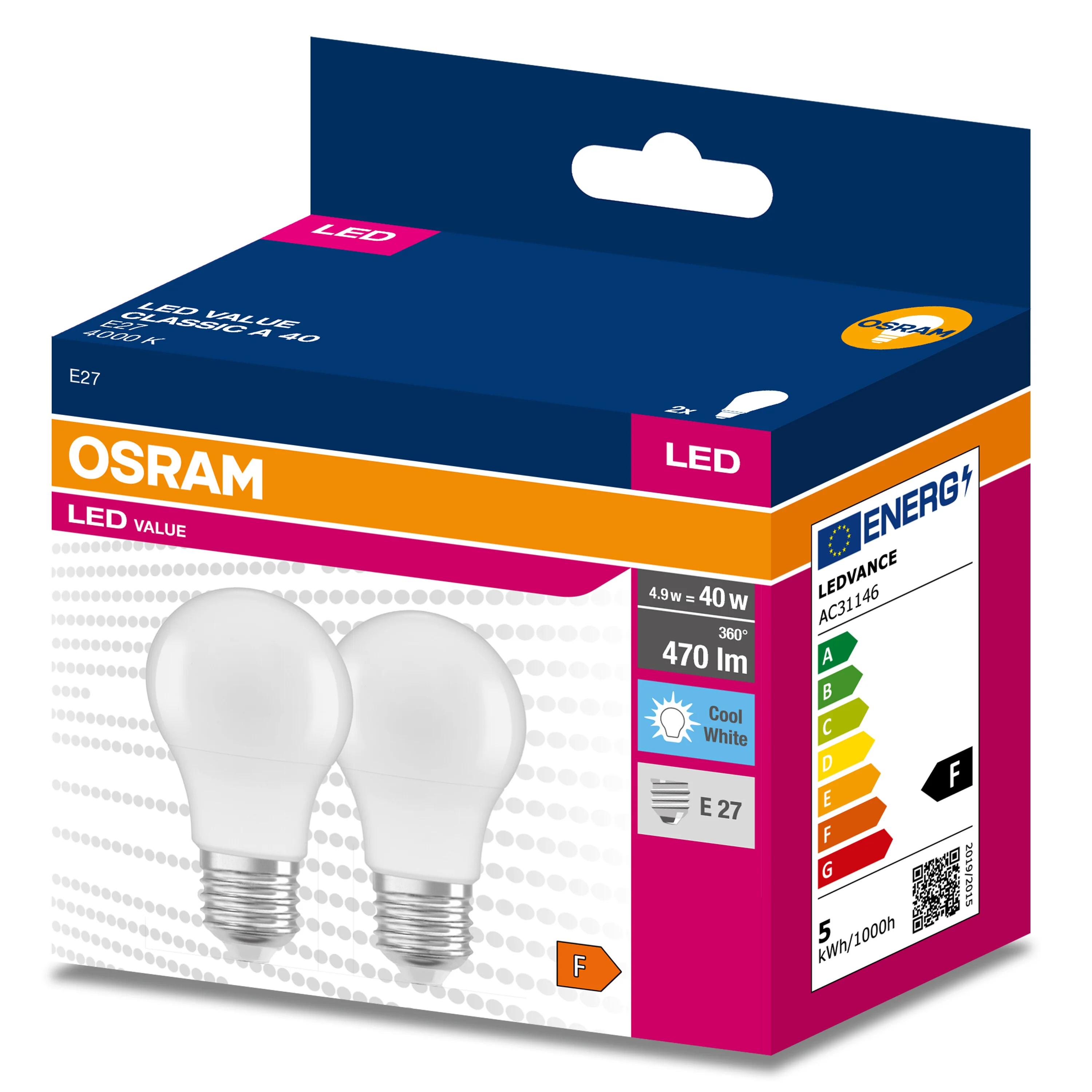 Żarówka LED OSRAM LED VALUE CLAS A 40  4.9 W/4000 K E27 - Image 5