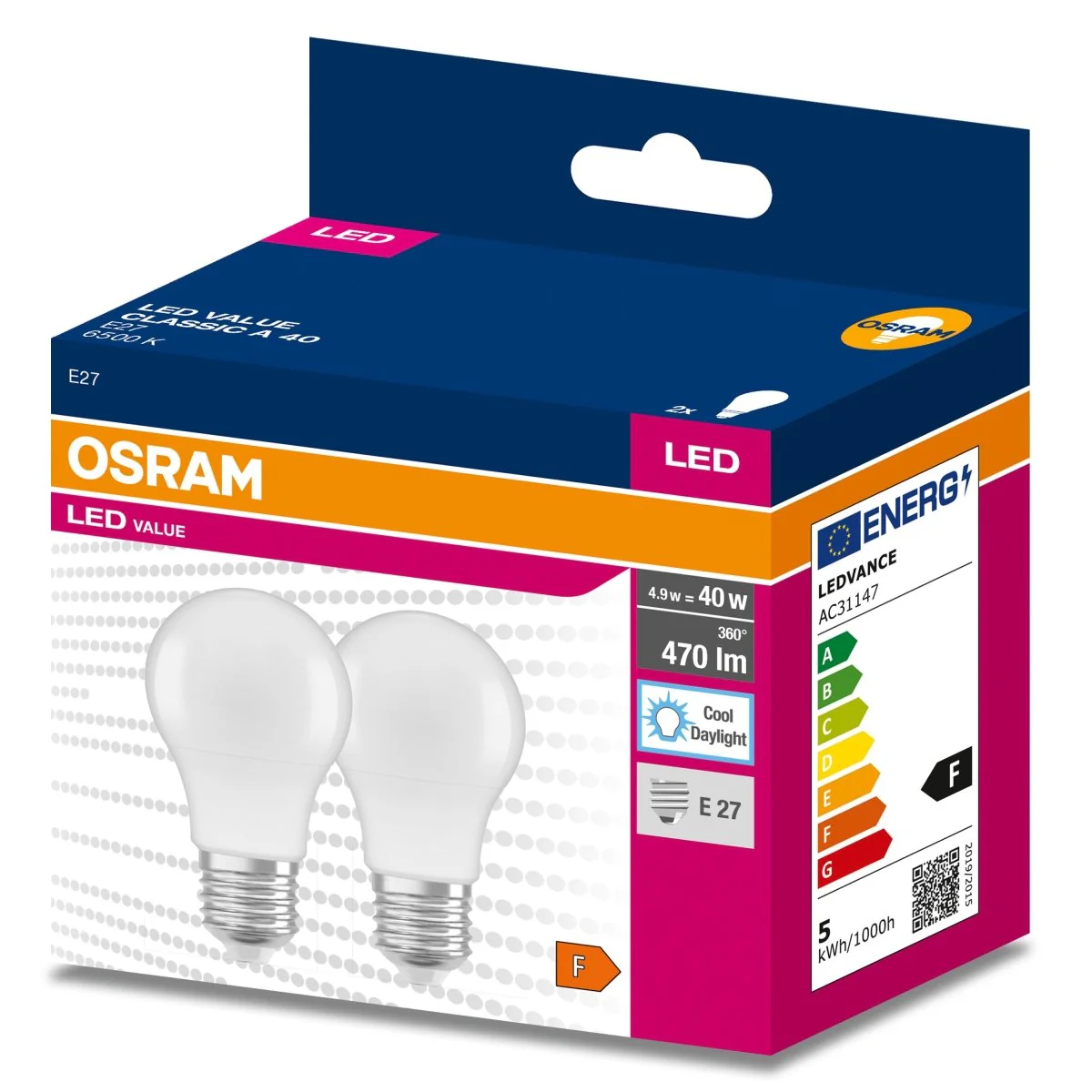 Żarówka LED OSRAM LED VALUE CLAS A 40 GEN4 4.9 W/6500 K E27 - Image 2