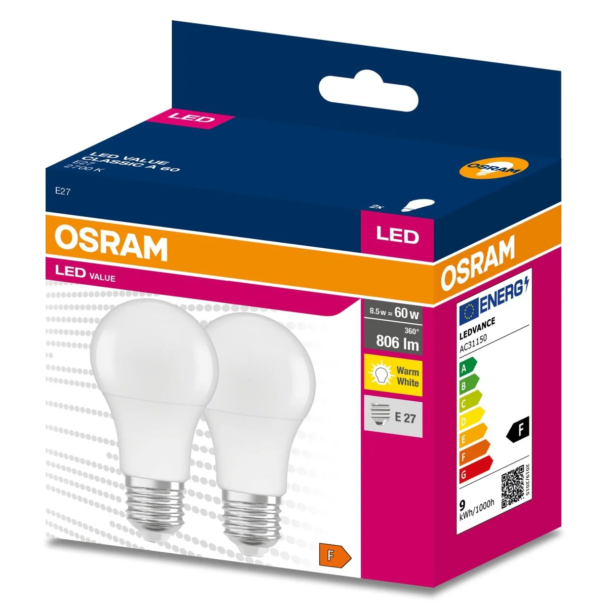 Żarówka LED OSRAM LED VALUE CLAS A 60  8 W/2700 K E27 - Image 2