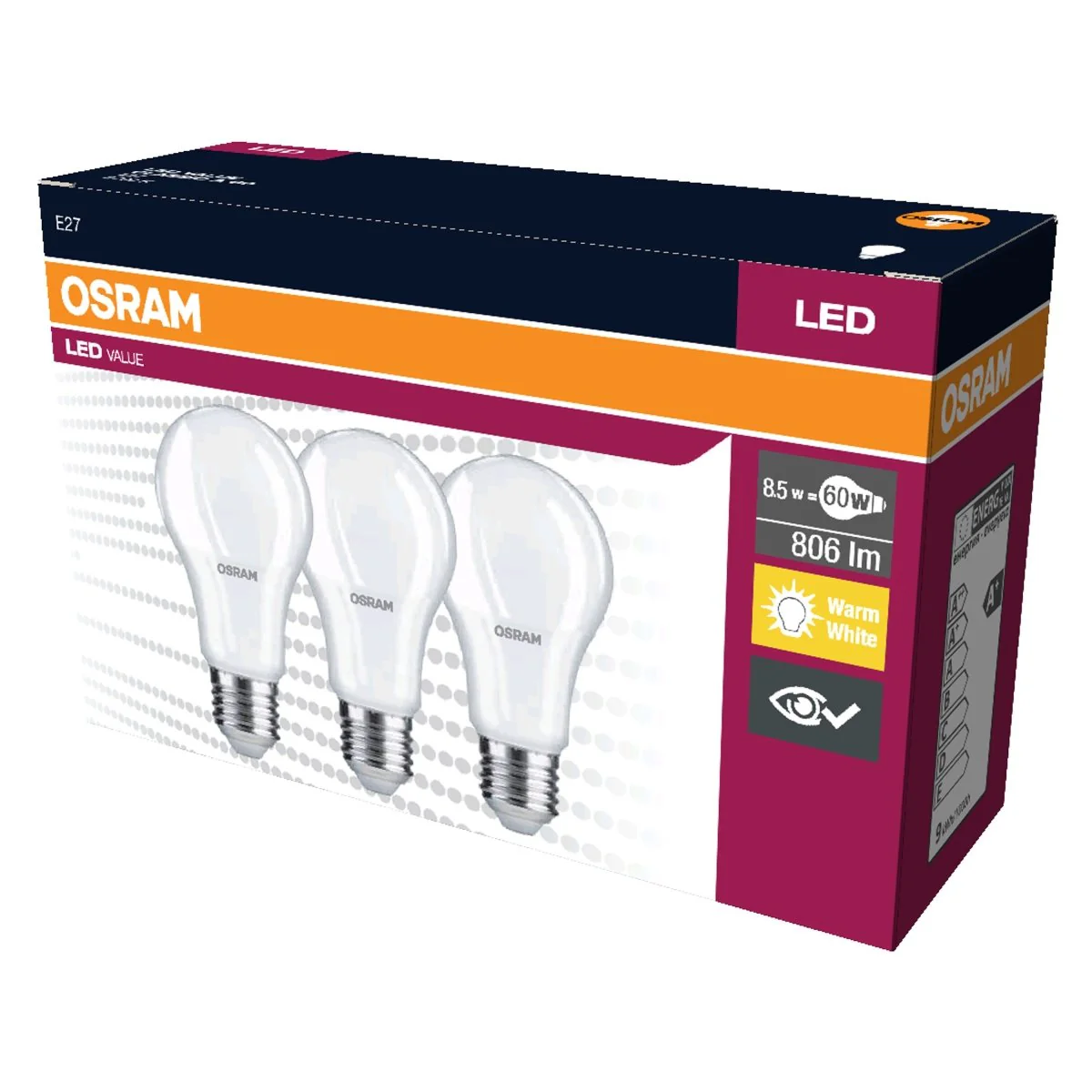 Żarówka LED OSRAM LED VALUE CLAS A 60  8 W/2700 K E27 ciepła - Image 2