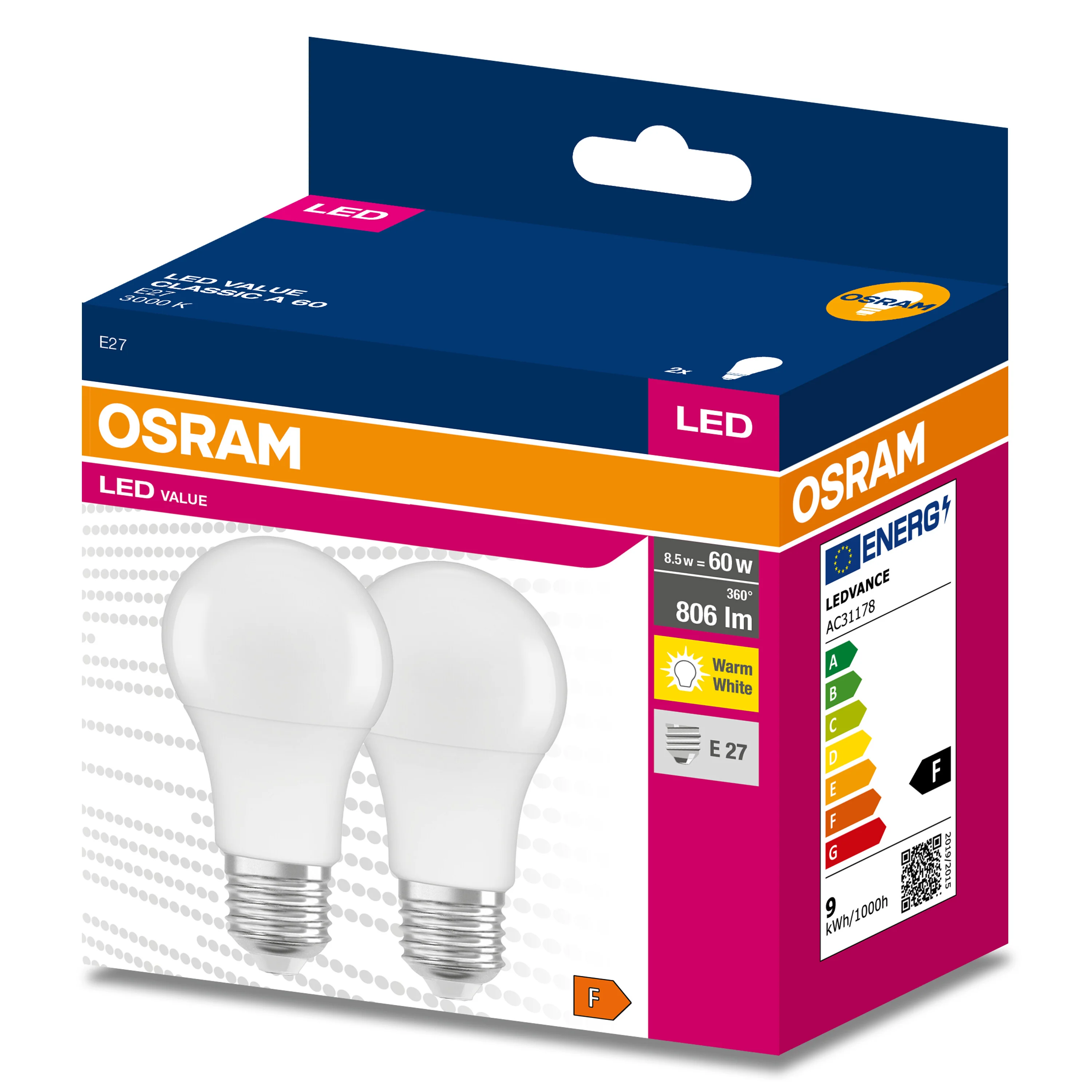 Żarówka LED OSRAM LED VALUE CLAS A 60  8 W/3000 K E27 - Image 5