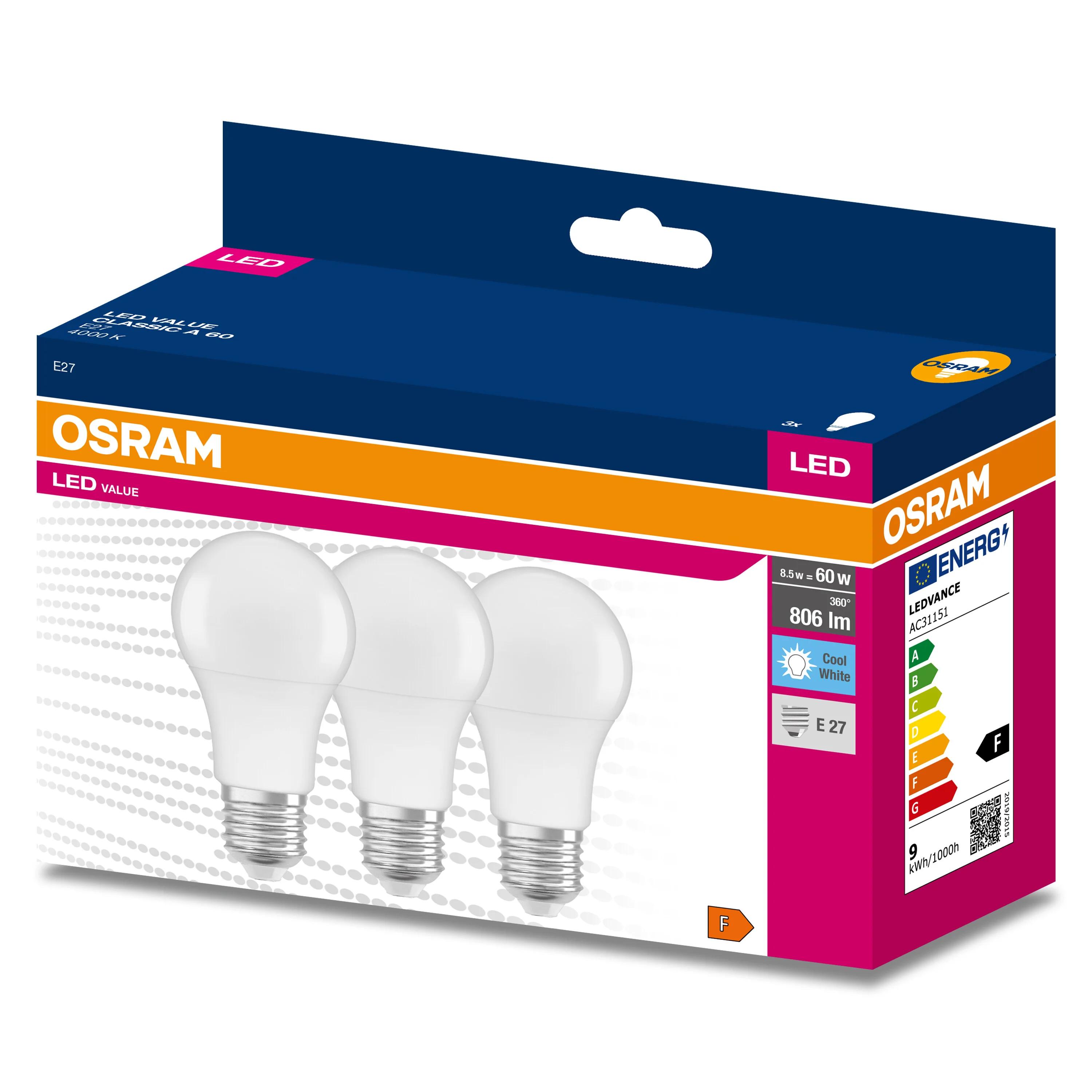 Żarówka LED OSRAM LED VALUE CLAS A 60  8 W/4000 K E27 neutralna - Image 5