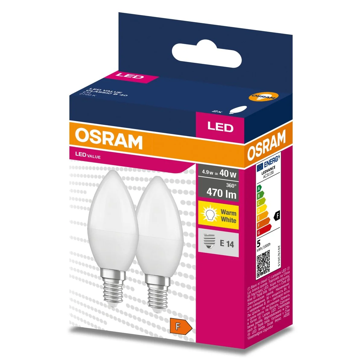Żarówka LED OSRAM LED VALUE CLAS B 40  4.9 W/2700 K E14 - Image 2