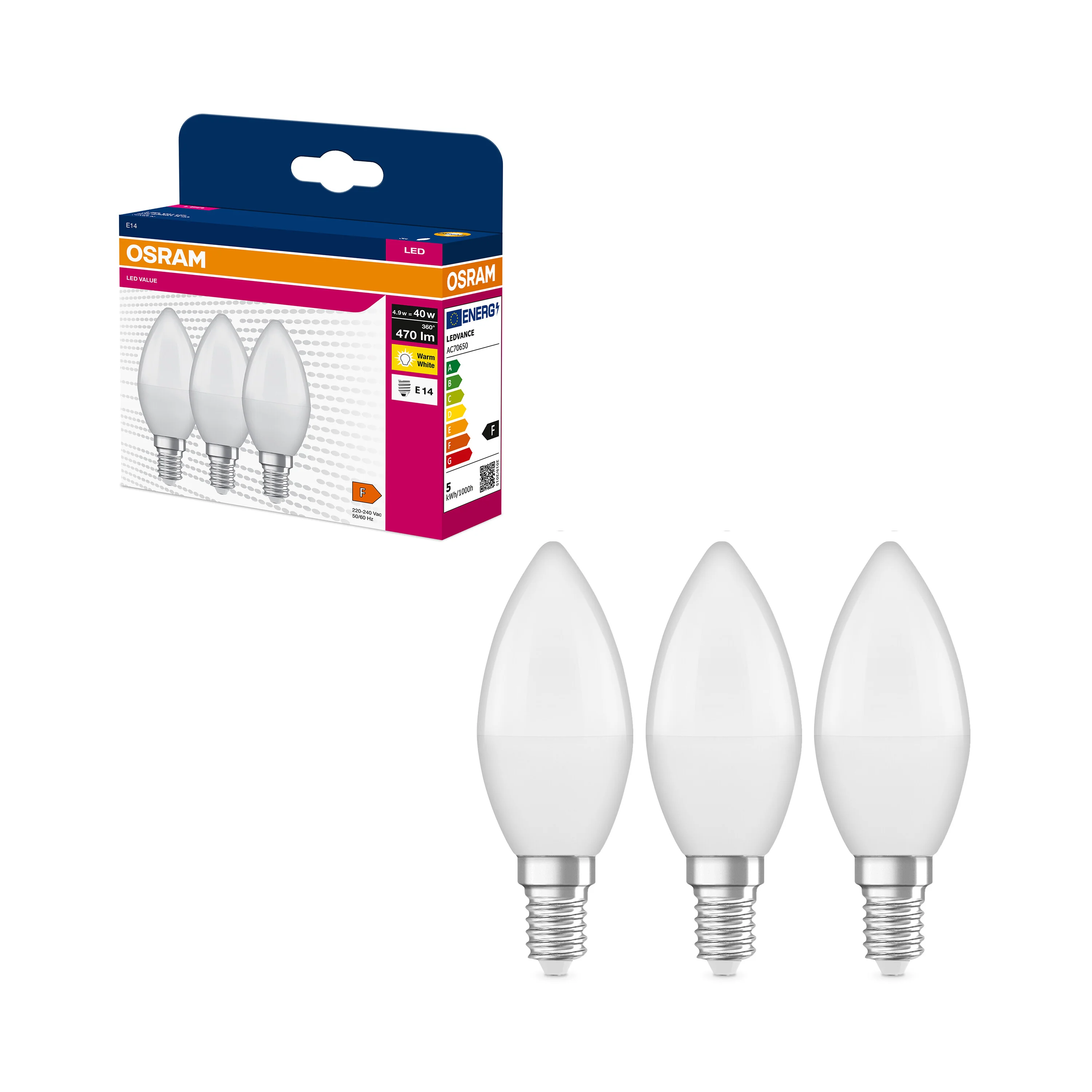Żarówka LED OSRAM LED VALUE CLAS B 40  4.9 W/2700 K E14 ciepła - Image 4