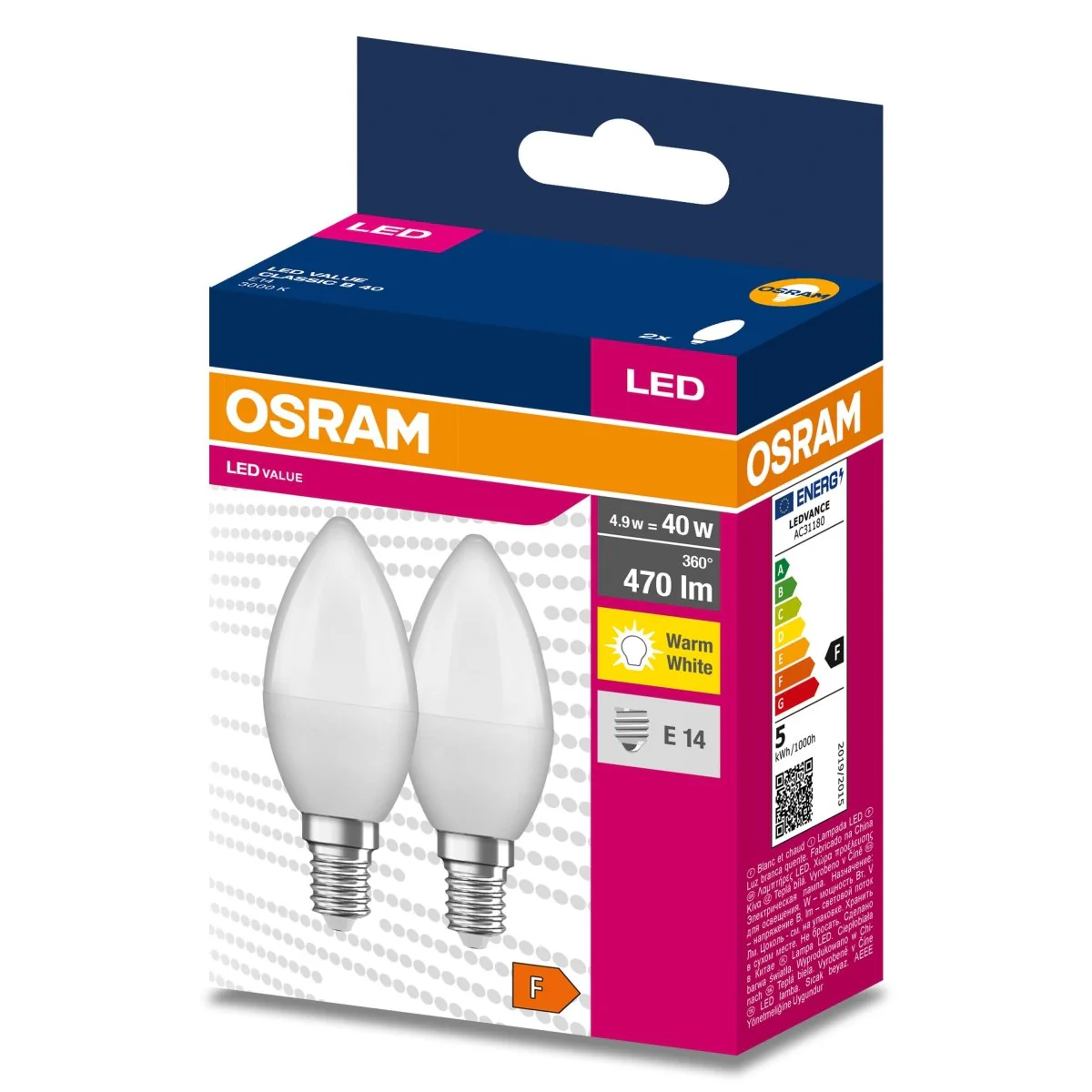Żarówka LED OSRAM LED VALUE CLAS B 40  4.9 W/3000 K E14 - Image 2