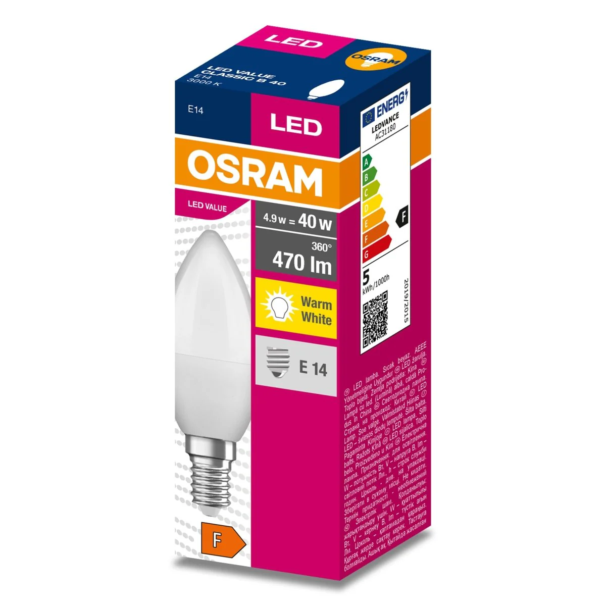 Żarówka LED OSRAM LED VALUE CLAS B 40  4.9 W/3000 K E14 ciepła - Image 2