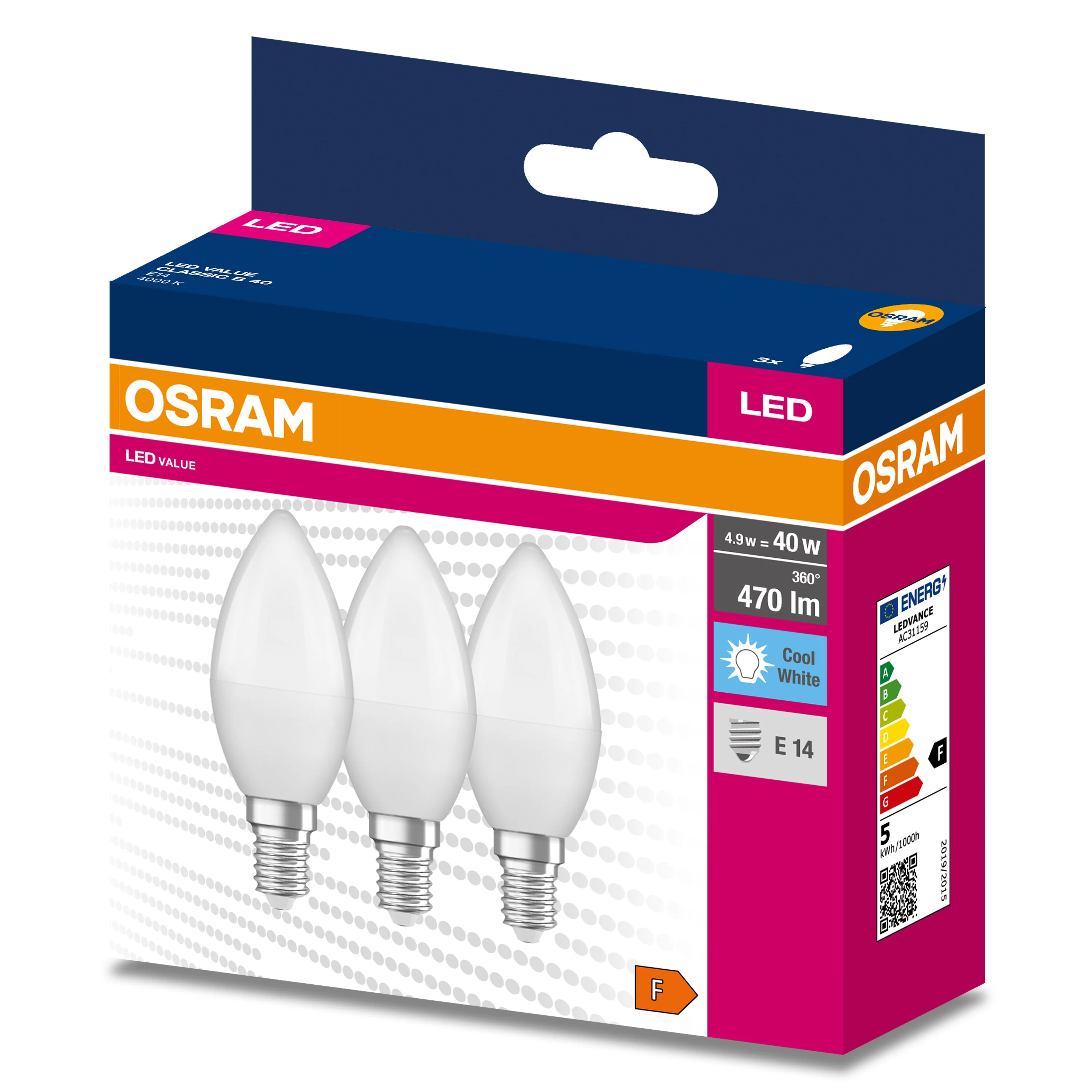 Żarówka LED OSRAM LED VALUE CLAS B 40  4.9 W/4000 K E14 neutralna - Image 5