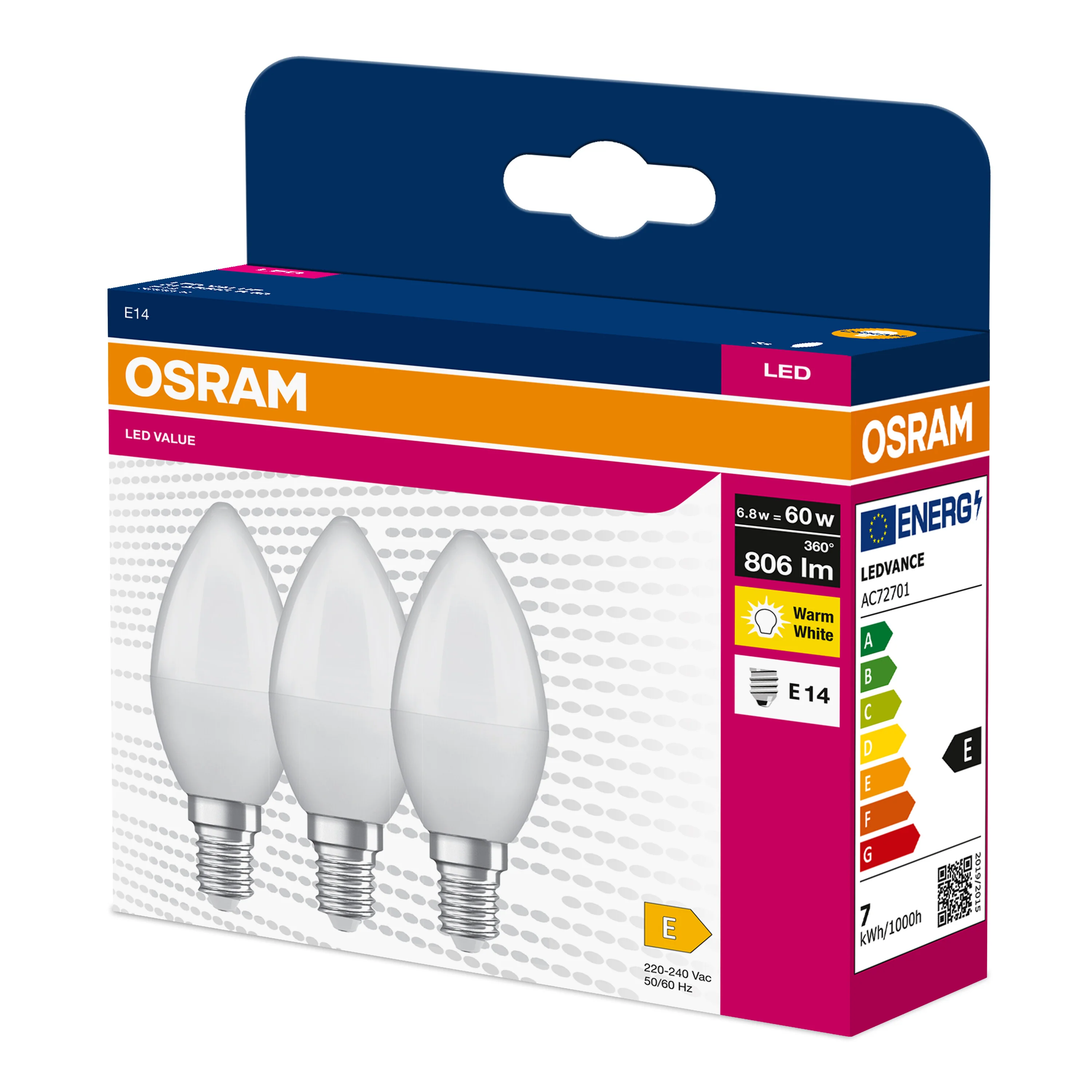 Żarówka LED OSRAM LED VALUE CLAS B 60  6.8 W/3000 K E14 - Image 5