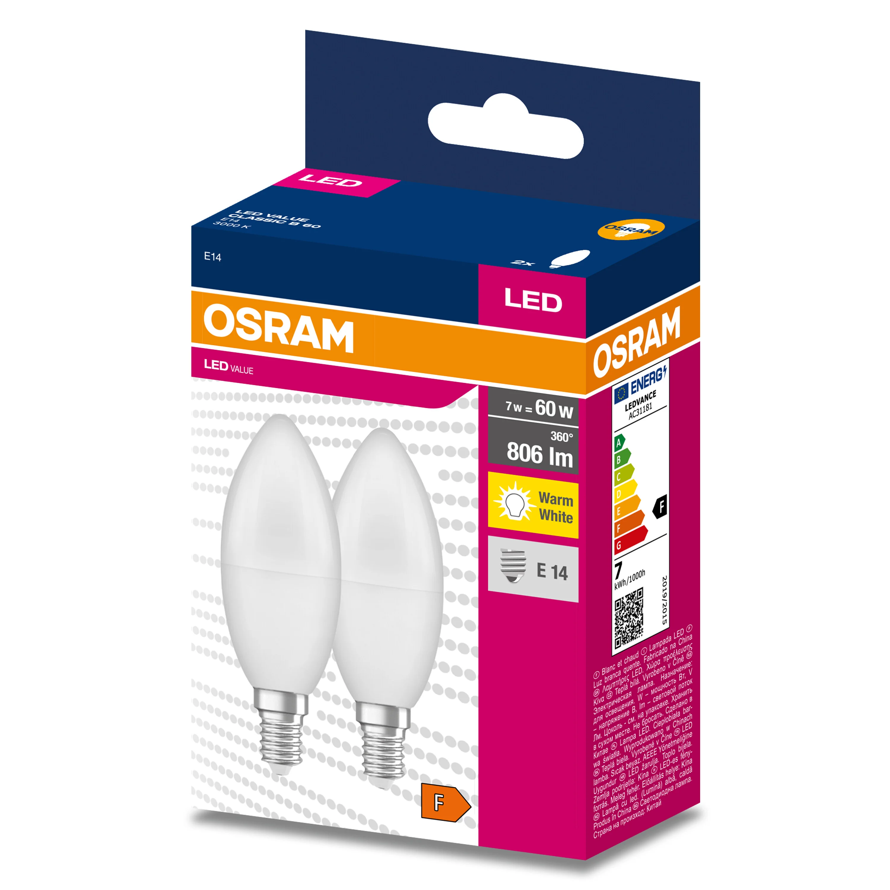 Żarówka LED OSRAM LED VALUE CLAS B 60  6.8 W/3000 K E14 ciepła - Image 5