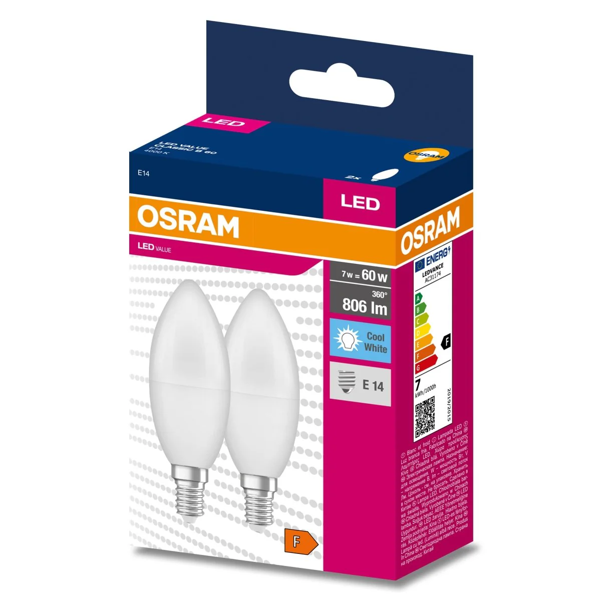 Żarówka LED OSRAM LED VALUE CLAS B 60  6.8 W/4000 K E14 neutralna 2pak - Image 2