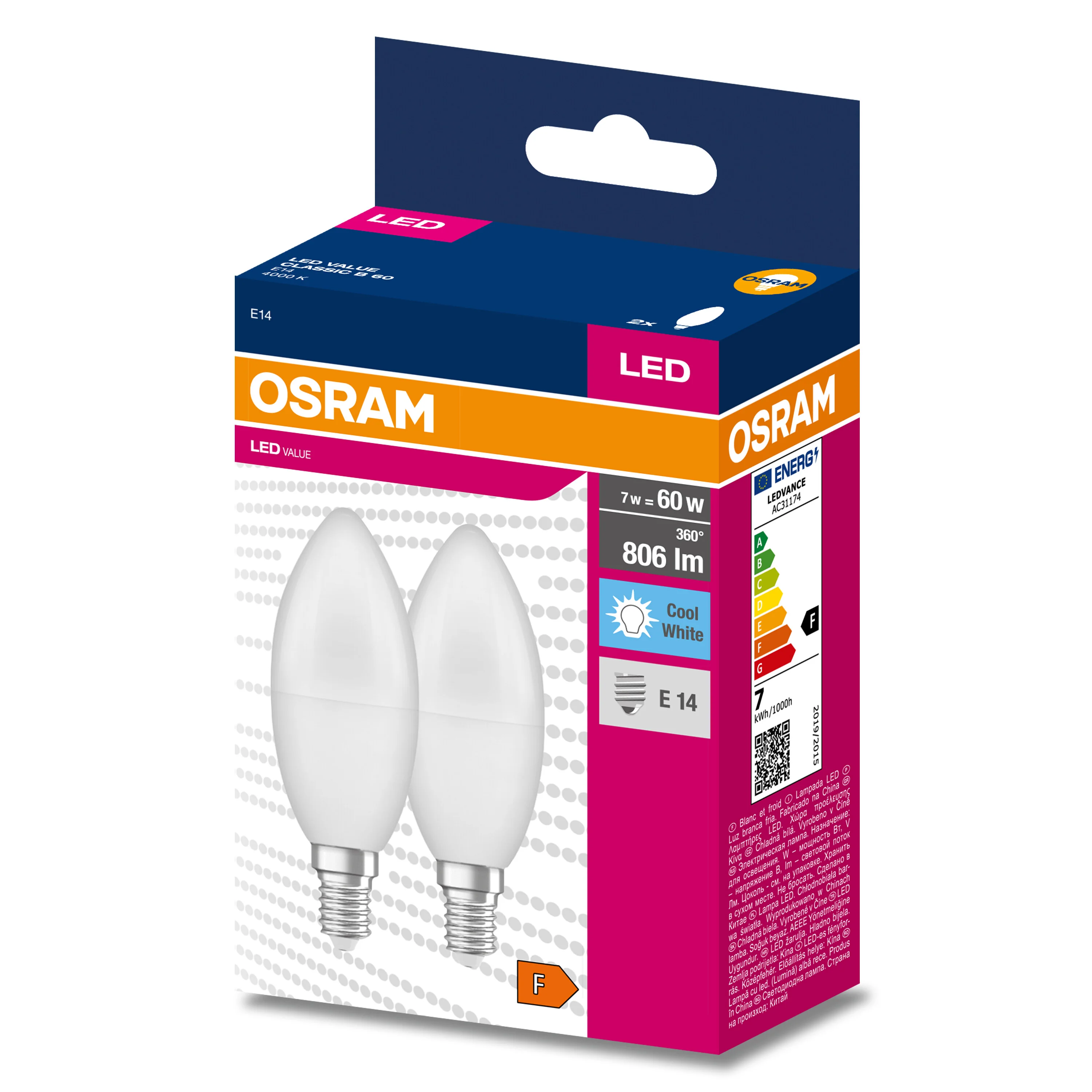 Żarówka LED OSRAM LED VALUE CLAS B 60  6.8 W/4000 K E14 neutralna 2pak - Image 5