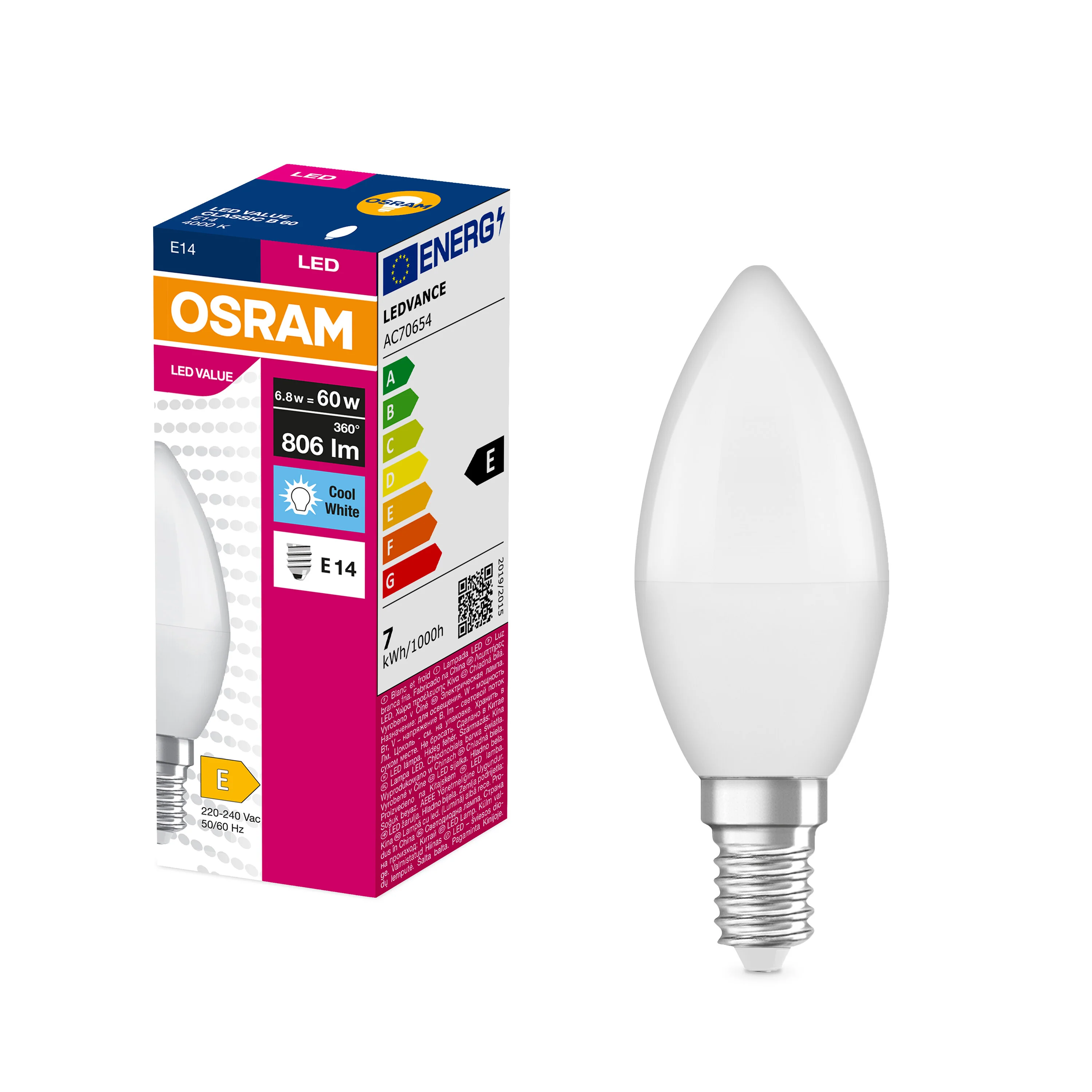 Żarówka LED OSRAM LED VALUE CLAS B 60  6.8 W/4000 K E14 neutralna - Image 4