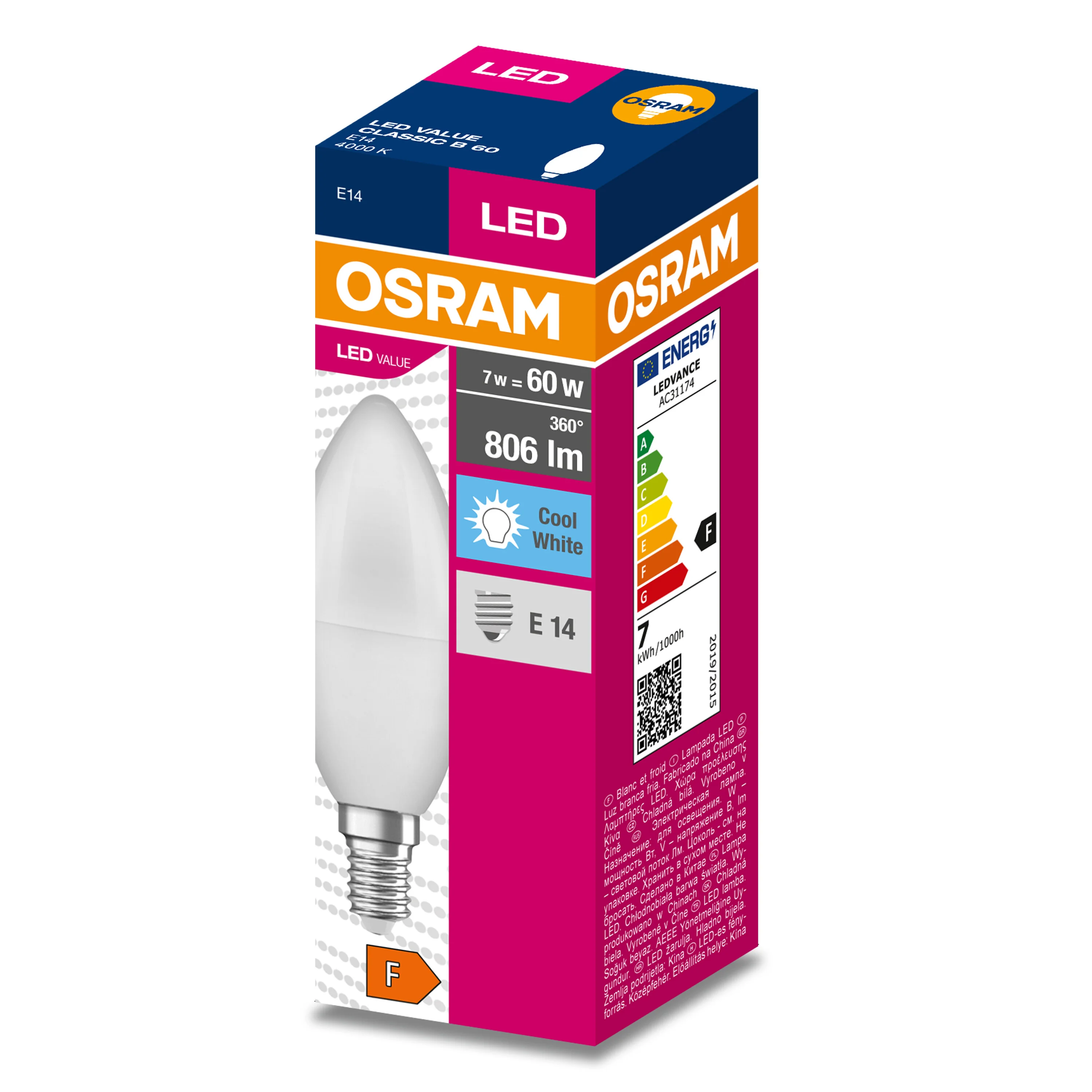 Żarówka LED OSRAM LED VALUE CLAS B 60  6.8 W/4000 K E14 neutralna - Image 5