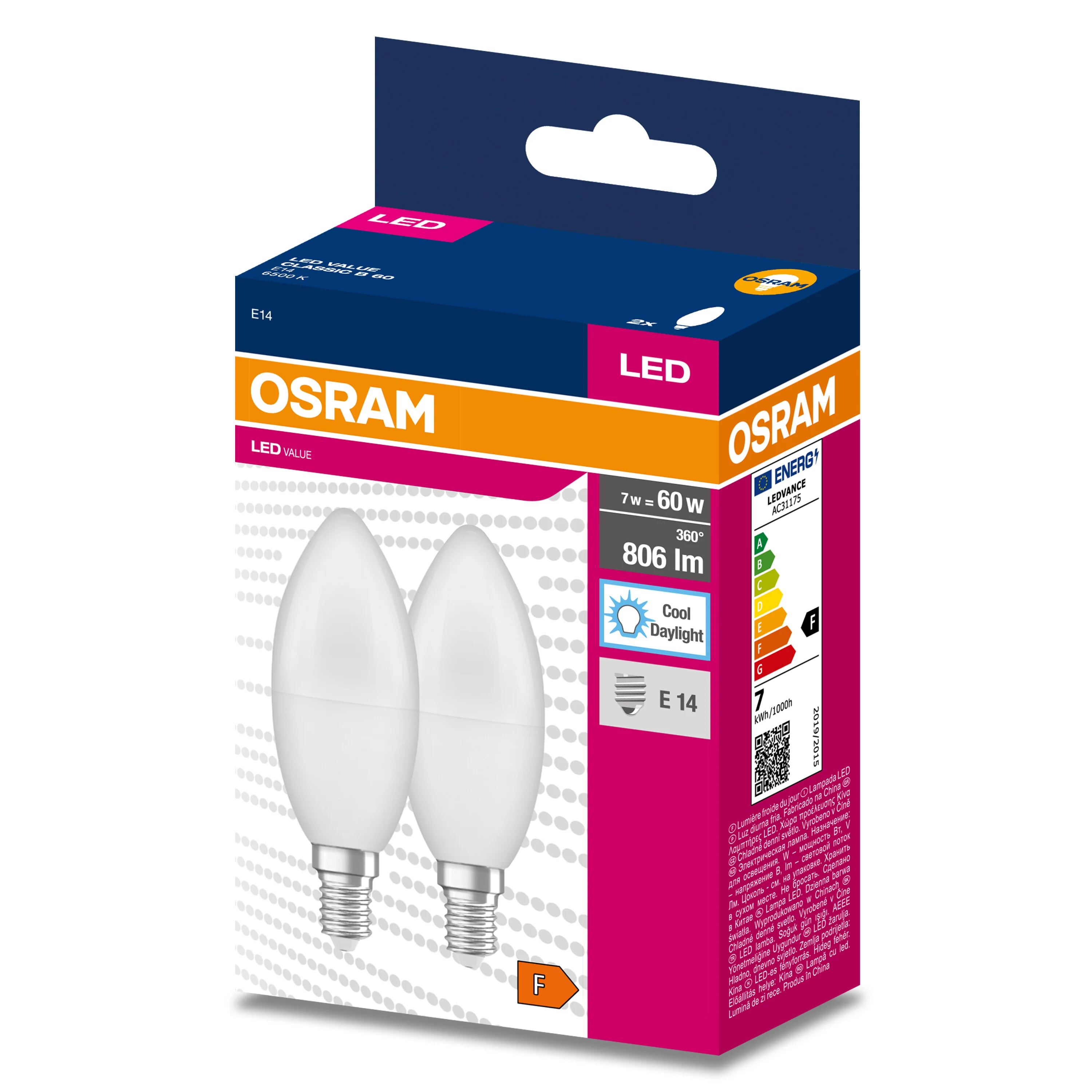 Żarówka LED OSRAM LED VALUE CLAS B 60  6.8 W/6500 K E14 - Image 5