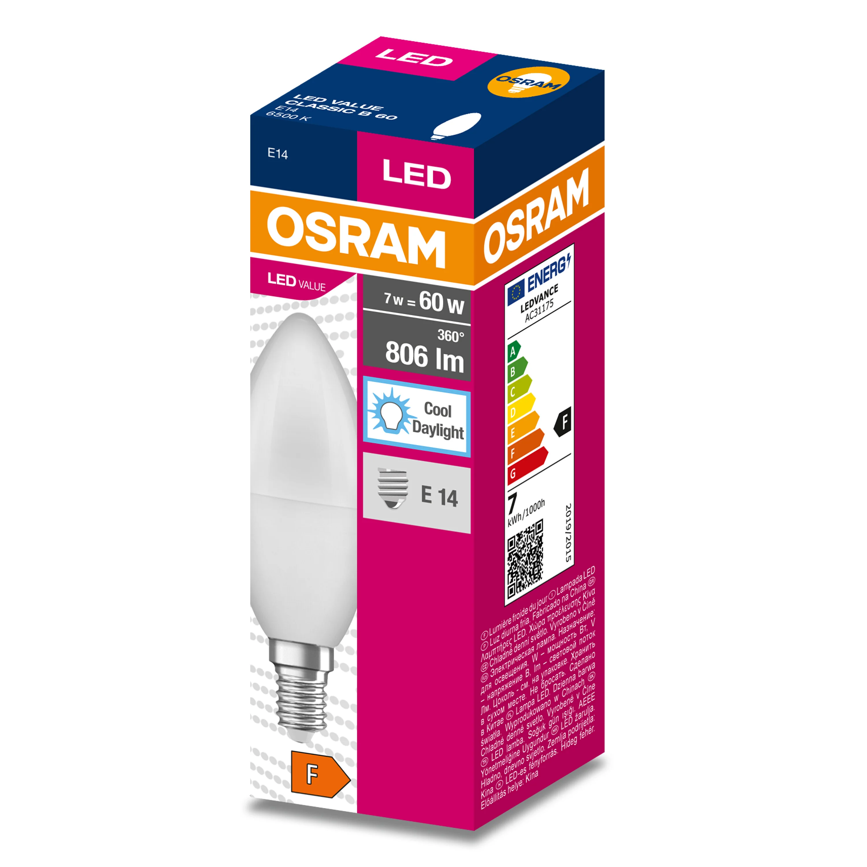 Żarówka LED OSRAM LED VALUE CLAS B 60  6.8 W/6500 K E14 zimna - Image 5