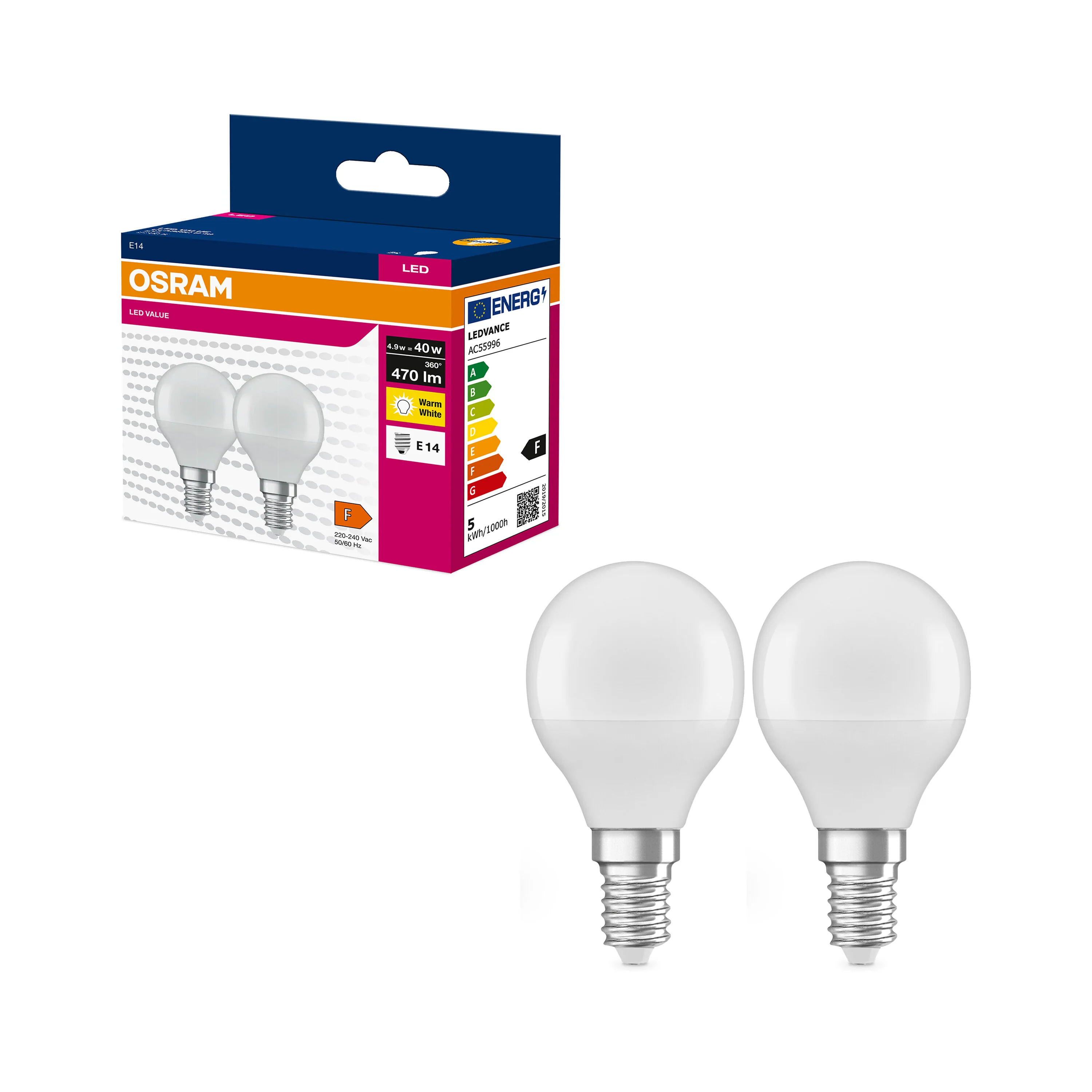 Żarówka LED OSRAM LED VALUE CLAS P 40  4.9 W/2700 K E14 - Image 4