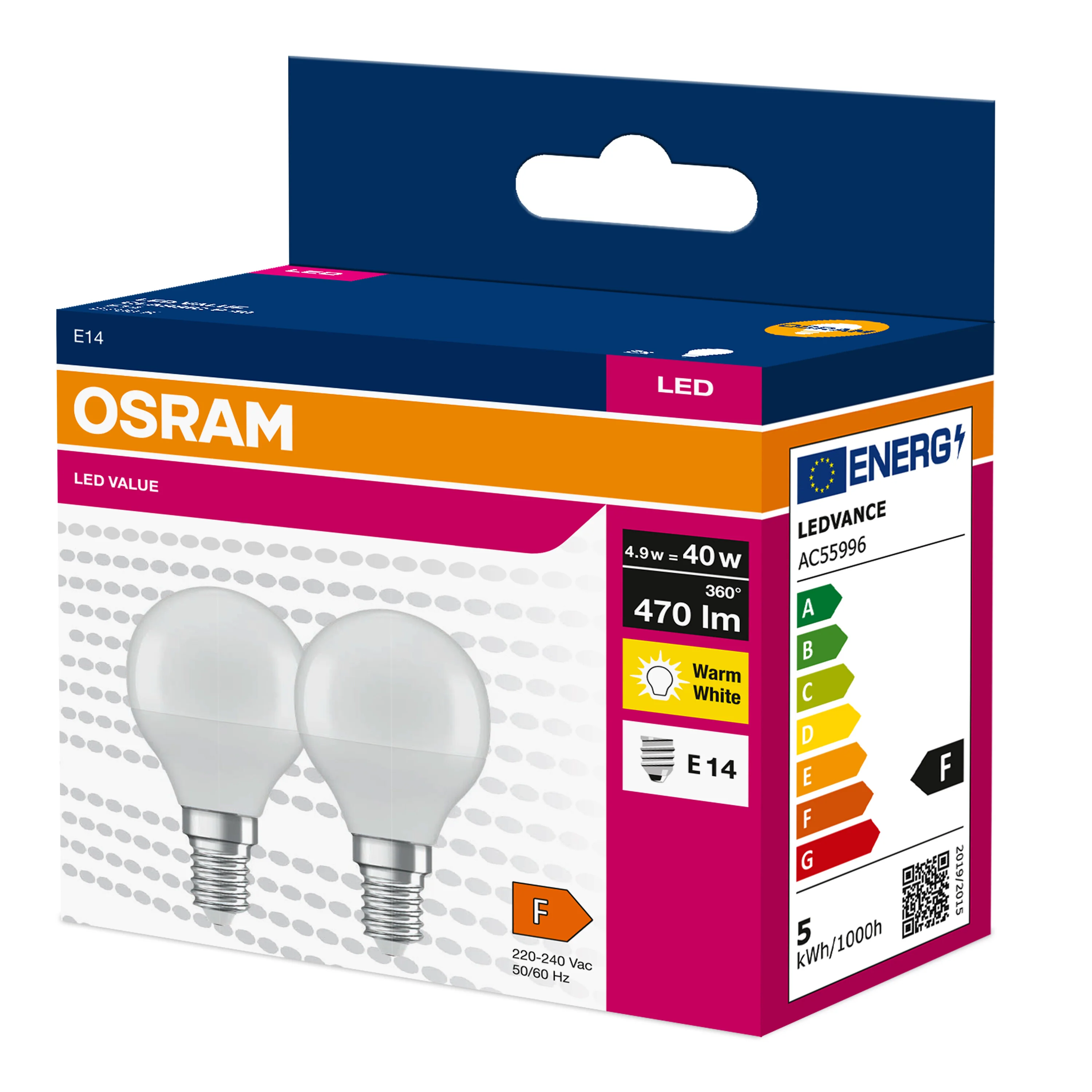 Żarówka LED OSRAM LED VALUE CLAS P 40  4.9 W/2700 K E14 - Image 5