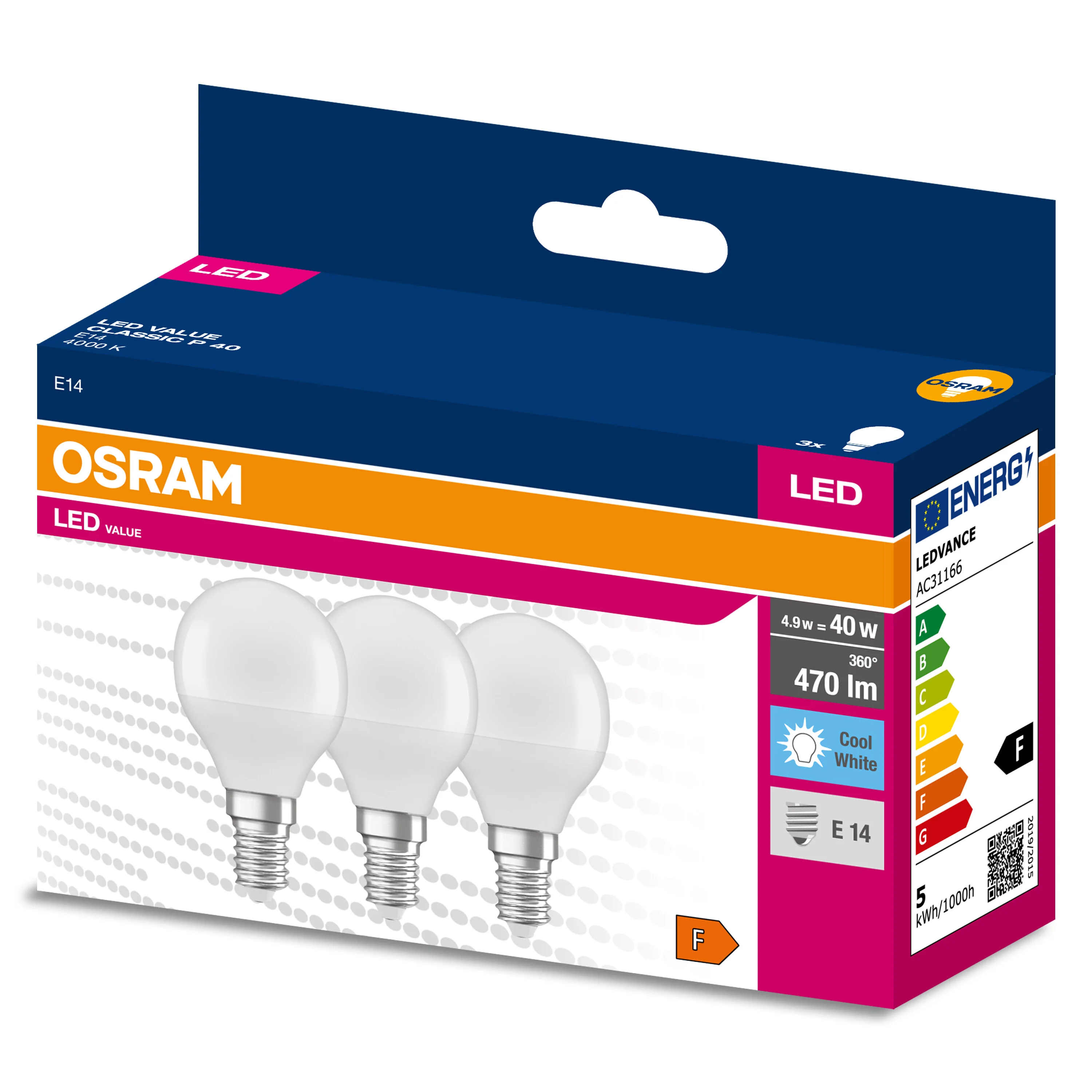 Żarówka LED OSRAM LED VALUE CLAS P 40  4.9 W/4000 K E14 - Image 5
