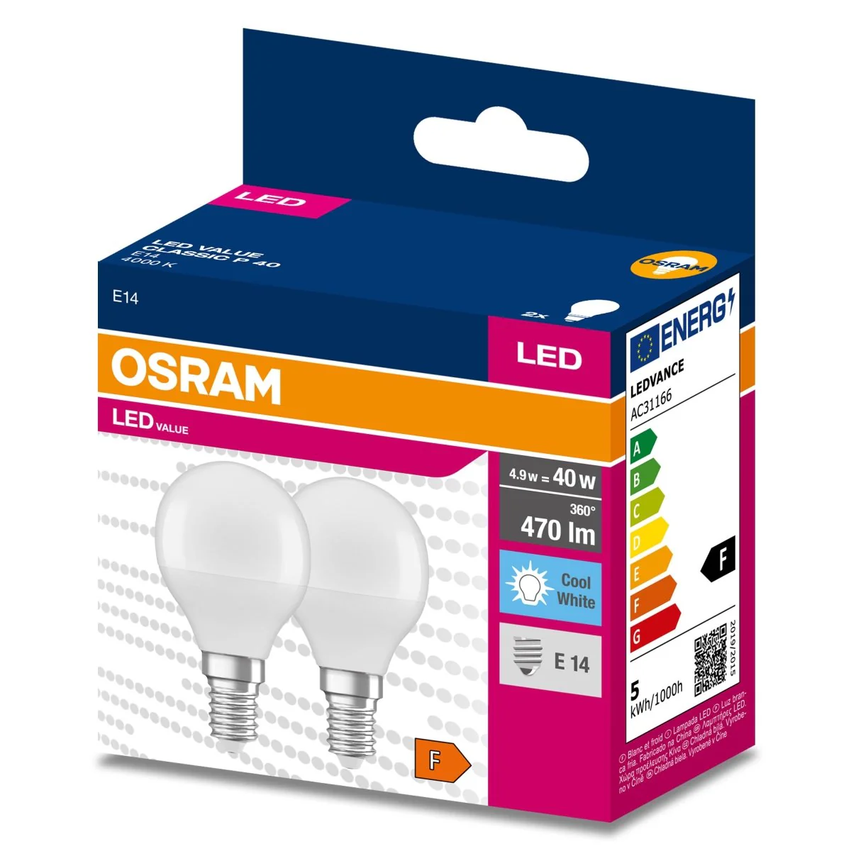 Żarówka LED OSRAM LED VALUE CLAS P 40  4.9 W/4000 K E14 neutralna - Image 2