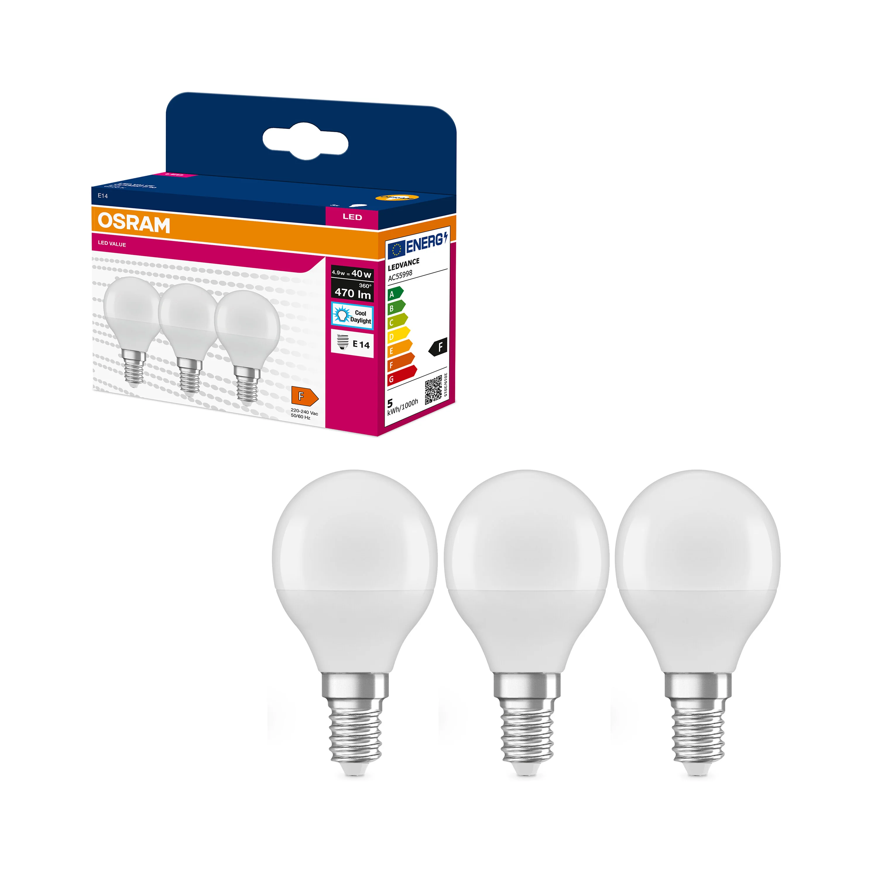 Żarówka LED OSRAM LED VALUE CLAS P 40  4.9 W/6500 K E14 - Image 4