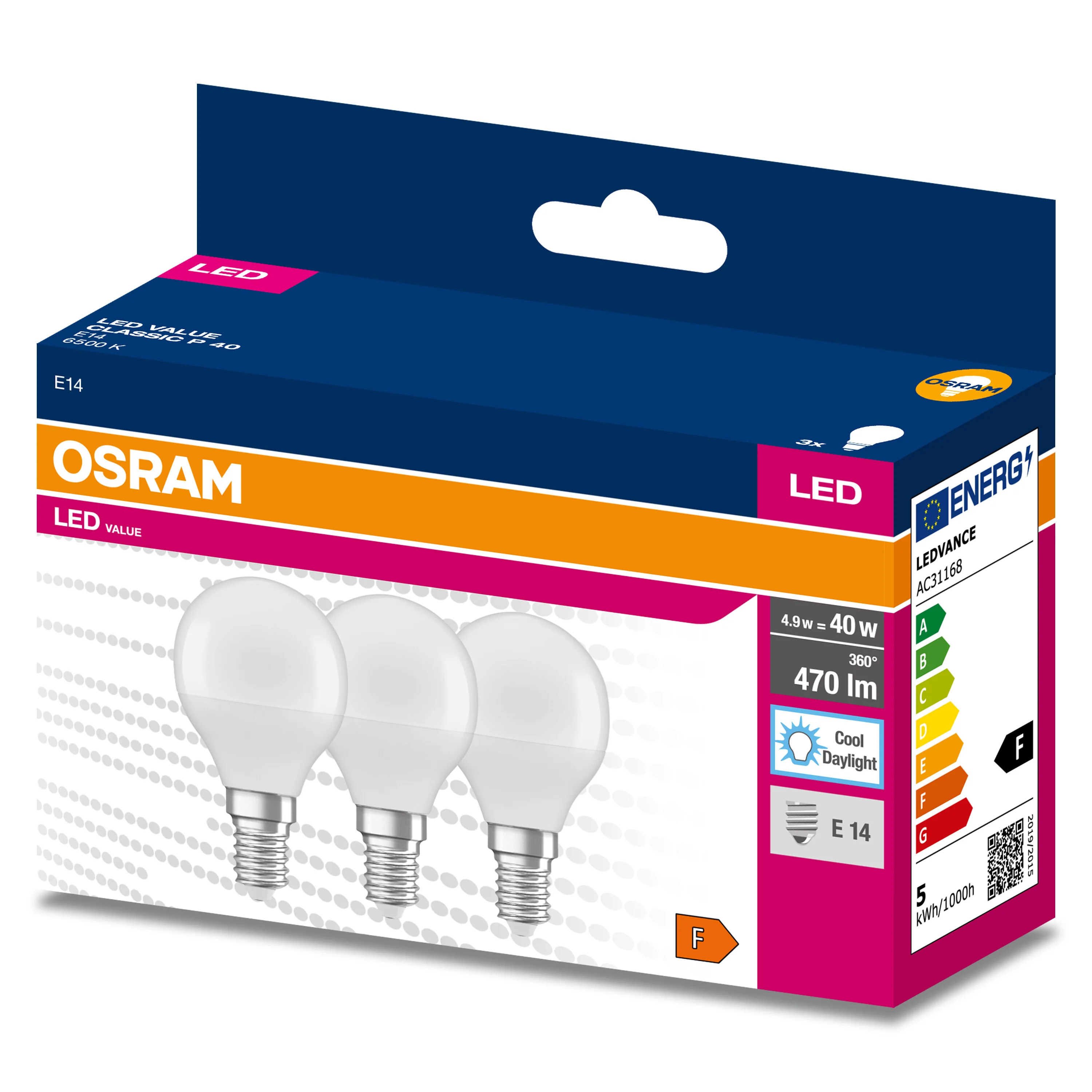 Żarówka LED OSRAM LED VALUE CLAS P 40  4.9 W/6500 K E14 - Image 5