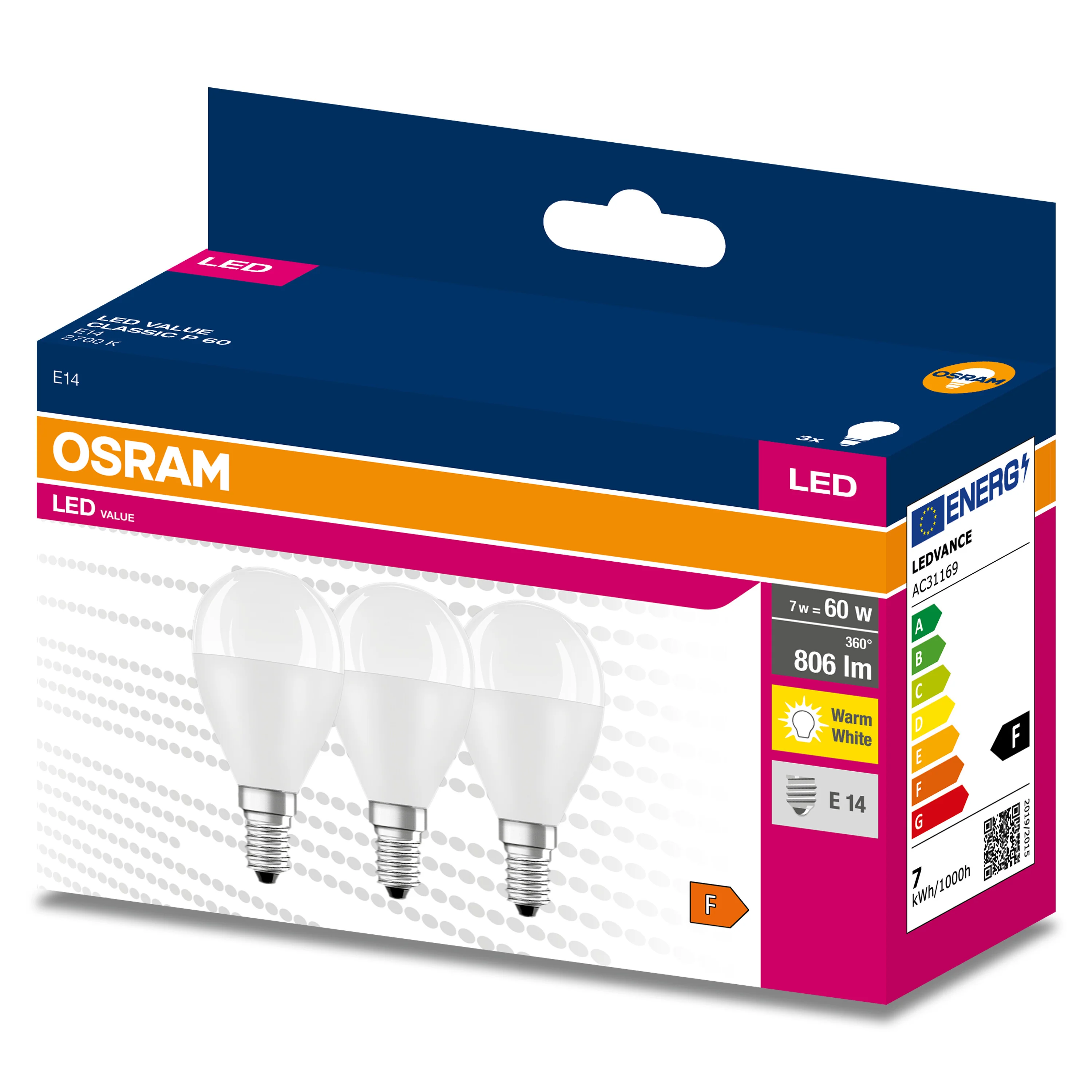 Żarówka LED OSRAM LED VALUE CLAS P 60  6.5 W/2700 K E14 ciepła - Image 5
