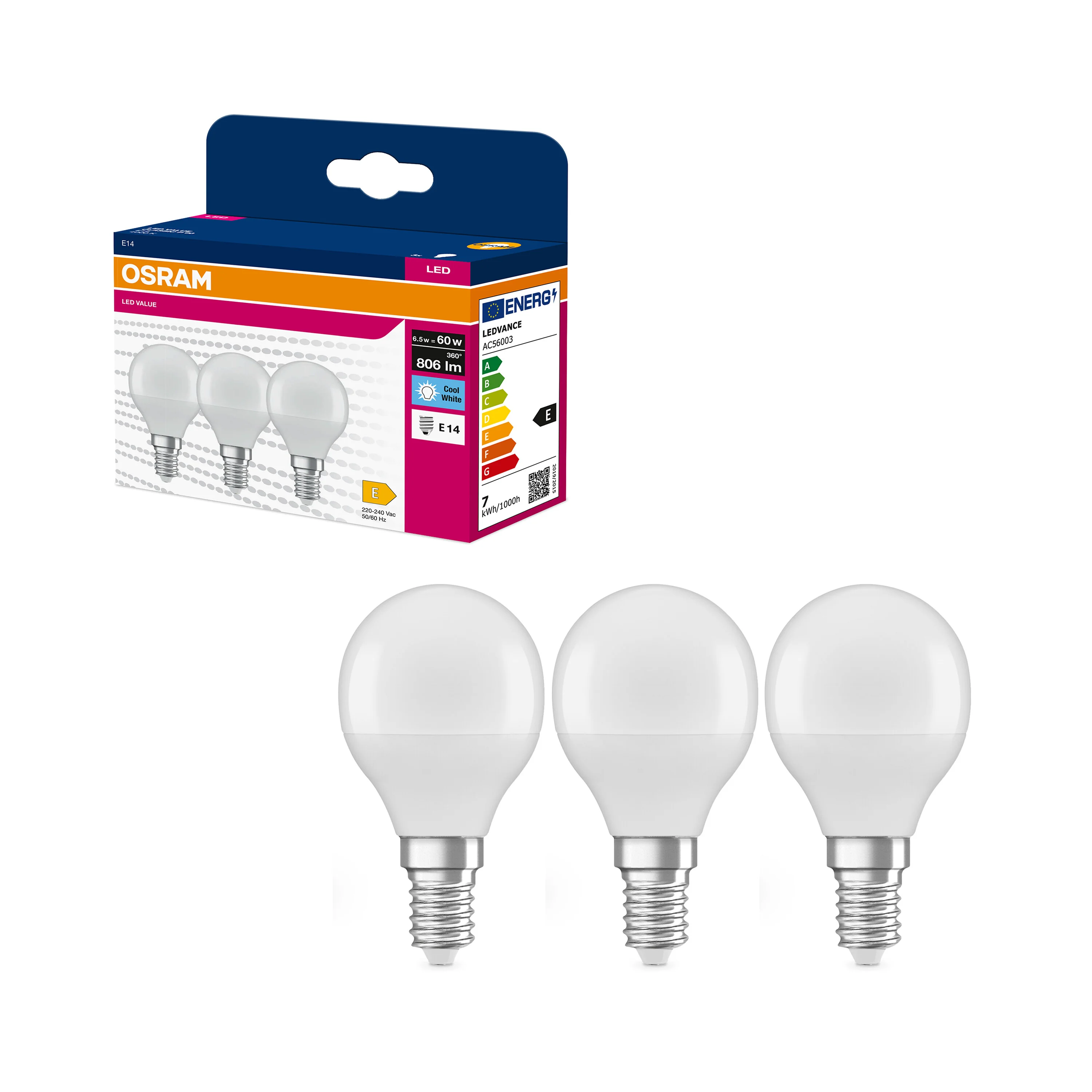 Żarówka LED OSRAM LED VALUE CLAS P 60  6.5 W/4000 K E14 - Image 4
