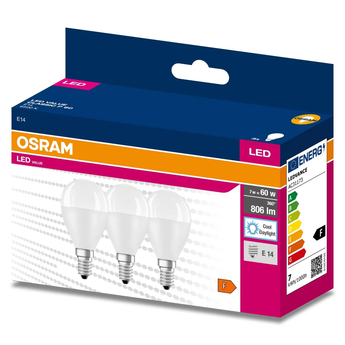 Żarówka LED OSRAM LED VALUE CLAS P 60  6.5 W/6500 K E14 - Image 2