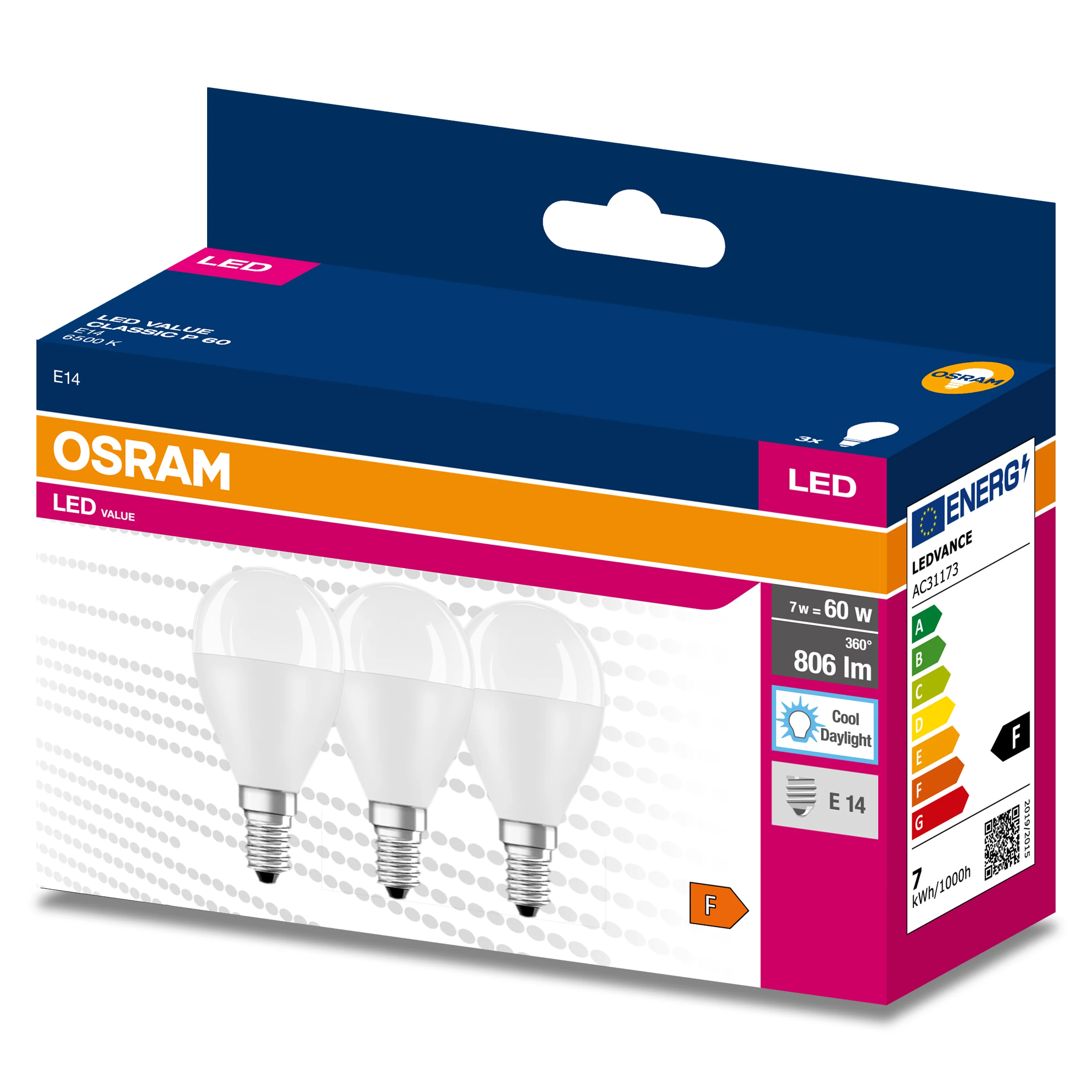 Żarówka LED OSRAM LED VALUE CLAS P 60  6.5 W/6500 K E14 - Image 5
