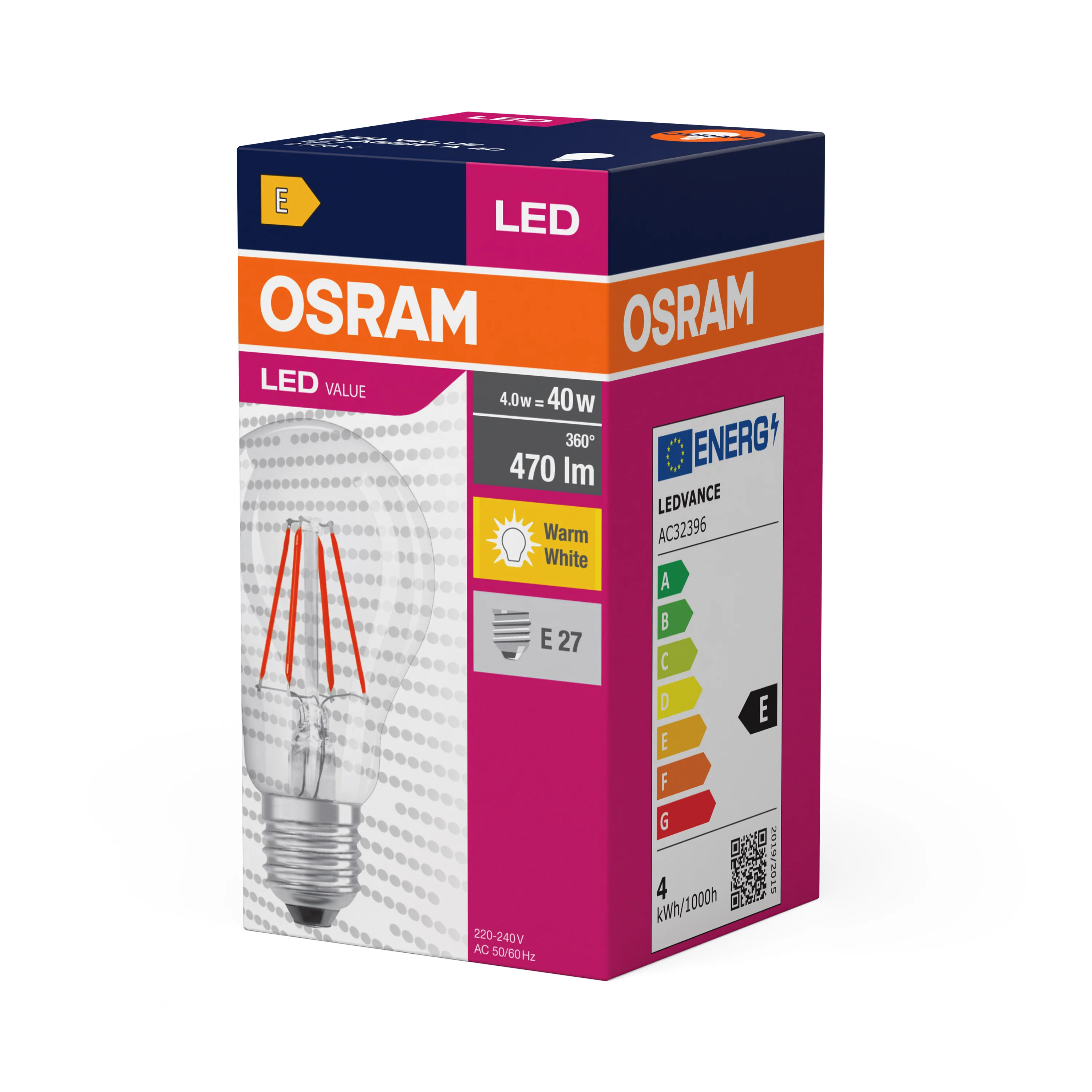 Żarówka LED OSRAM LED Value Classic A 40 Filament 4W 827 Clear E27 - Image 5