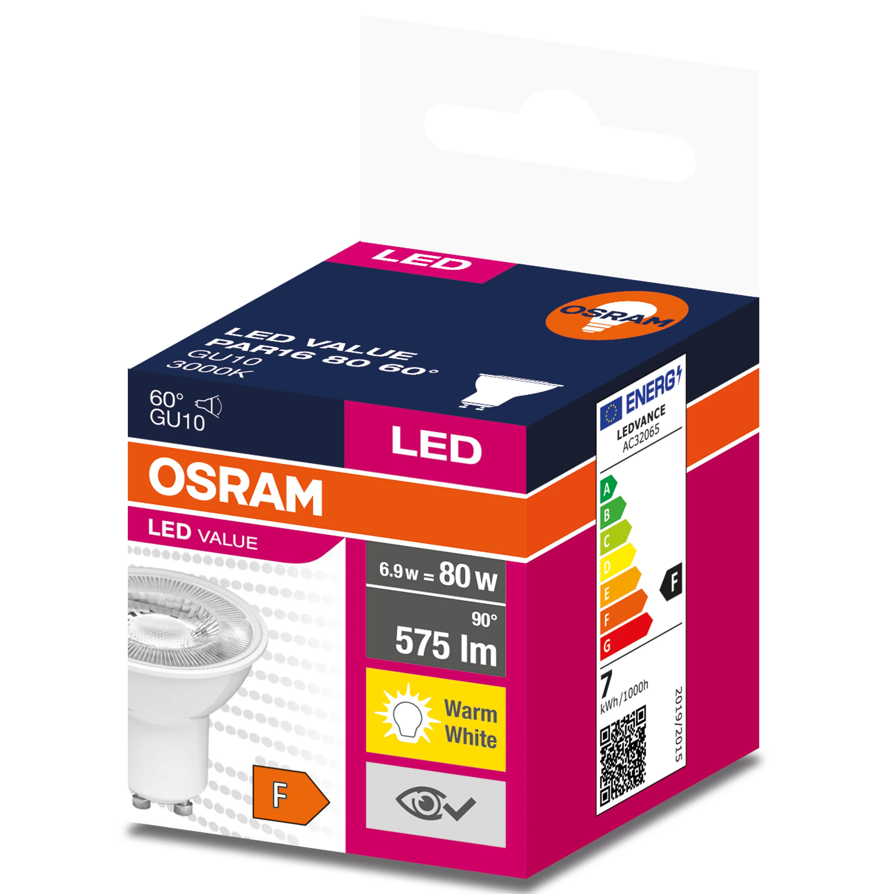 Żarówka LED OSRAM LED VALUE PAR 16 80 60 ° 6.9 W/3000 K GU10 ciepła - Image 3