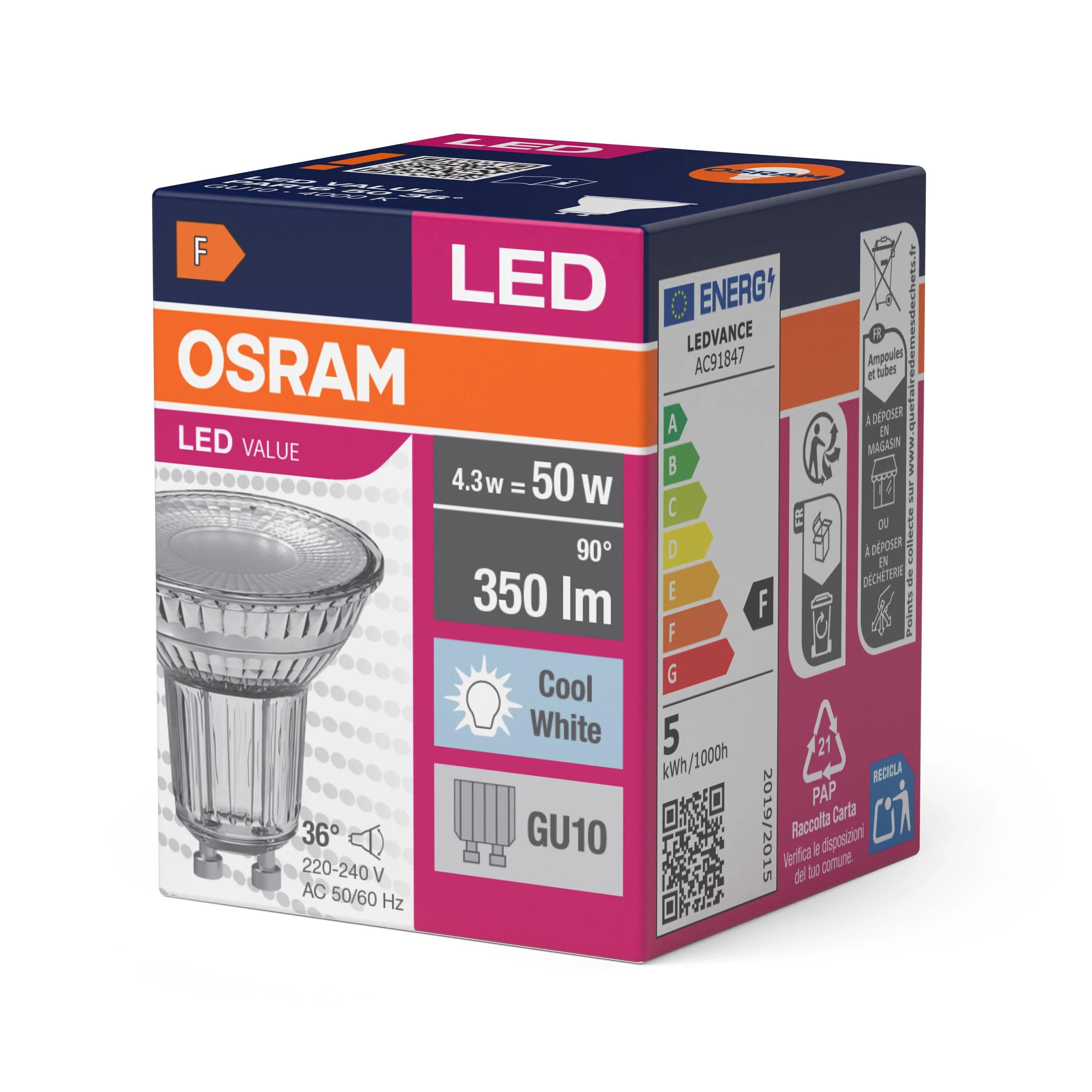Żarówka LED OSRAM LED Value PAR16 50 36° 4.3W 840 GU10 - Image 5