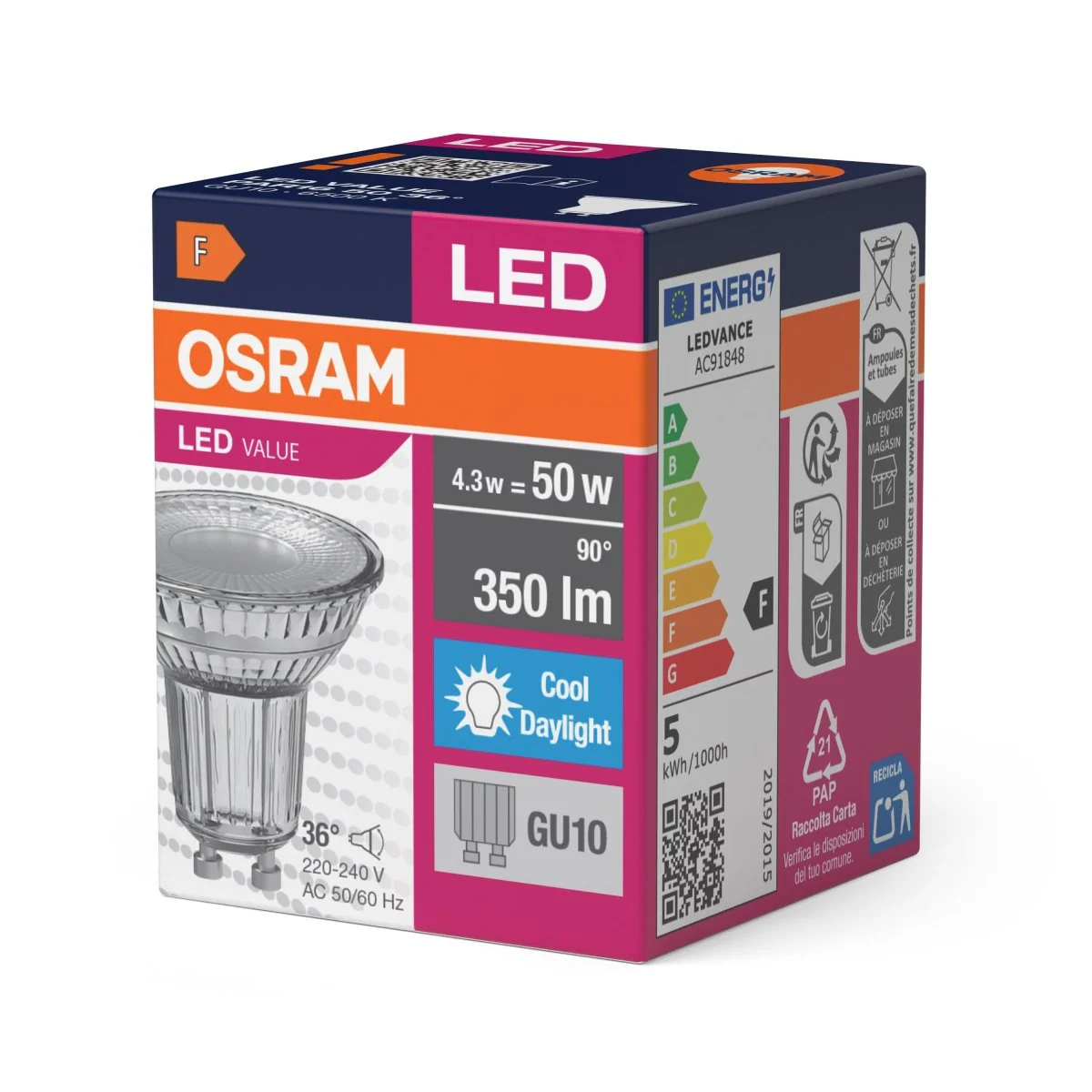 Żarówka LED OSRAM LED Value PAR16 50 36° 4.3W 865 GU10 - Image 2