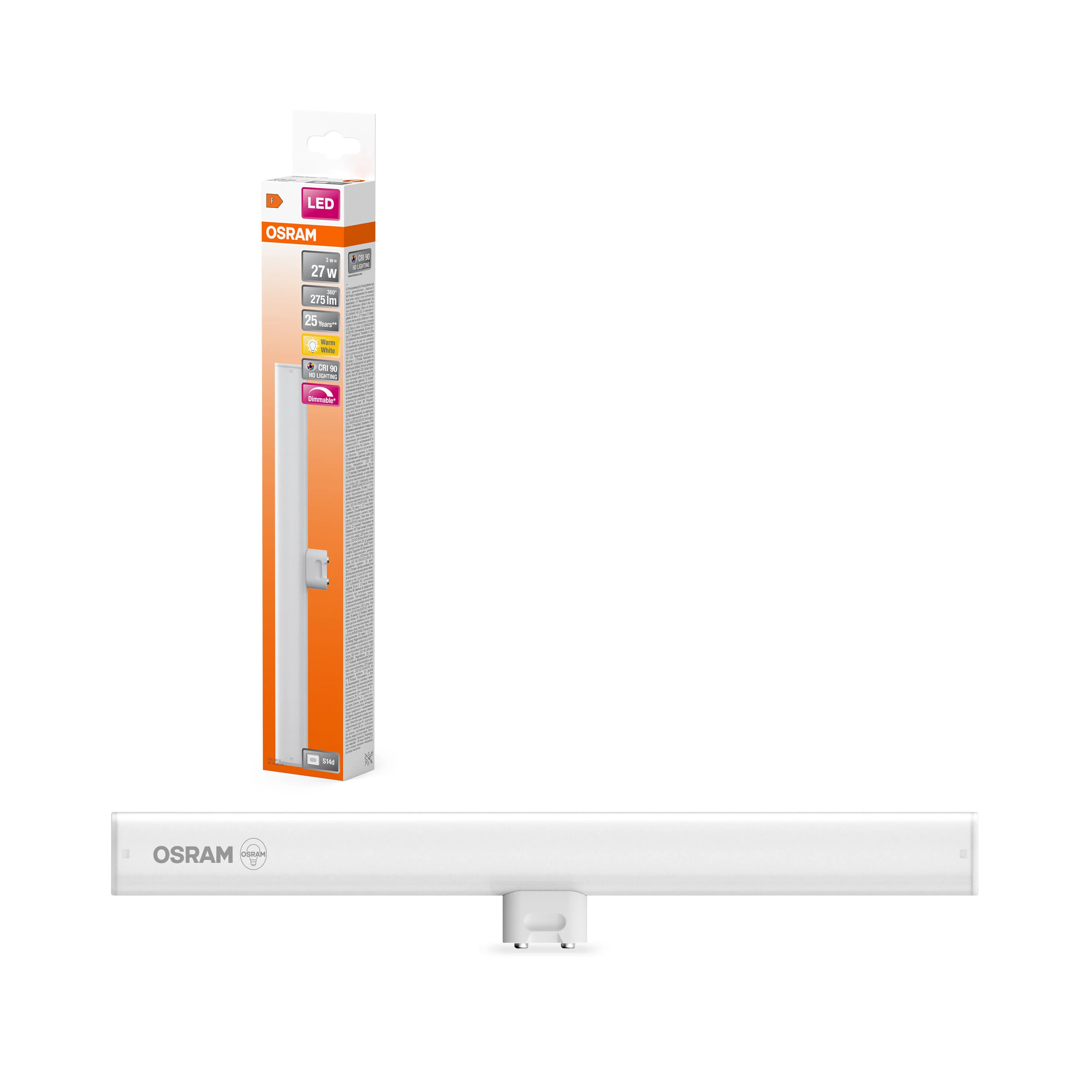 Żarówka LED OSRAM LEDinestra 30CM 27 190° DIM 3W 927 Frosted S14d - Image 4