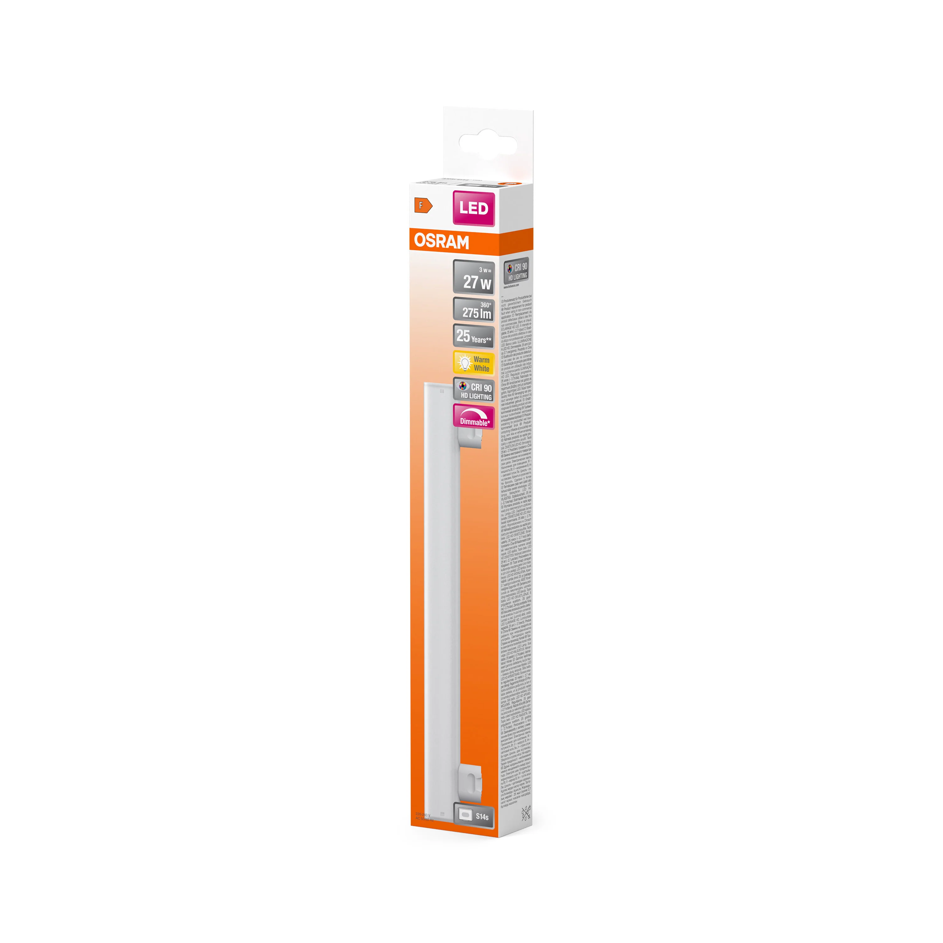 Żarówka LED OSRAM LEDinestra 30CM 27 190° DIM 3W 927 Frosted S14s - Image 5