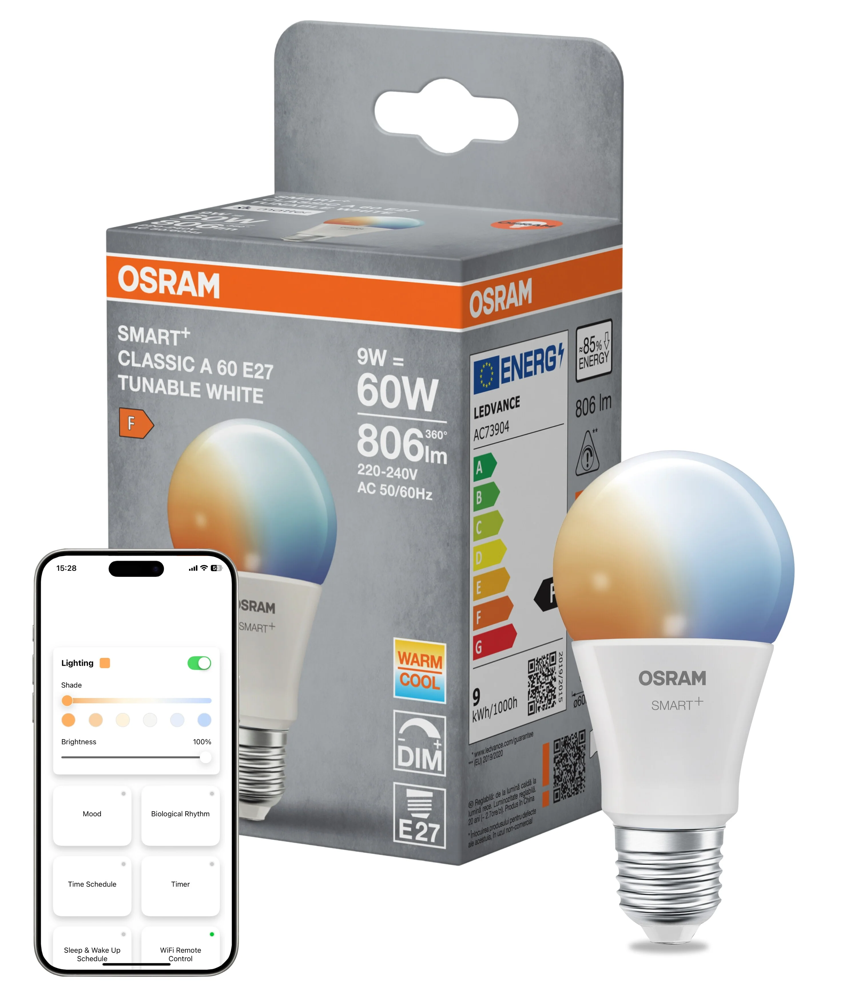 Żarówka LED OSRAM SMART+ MATTER Classic A60 9W 827...865 TW E27 - Image 5