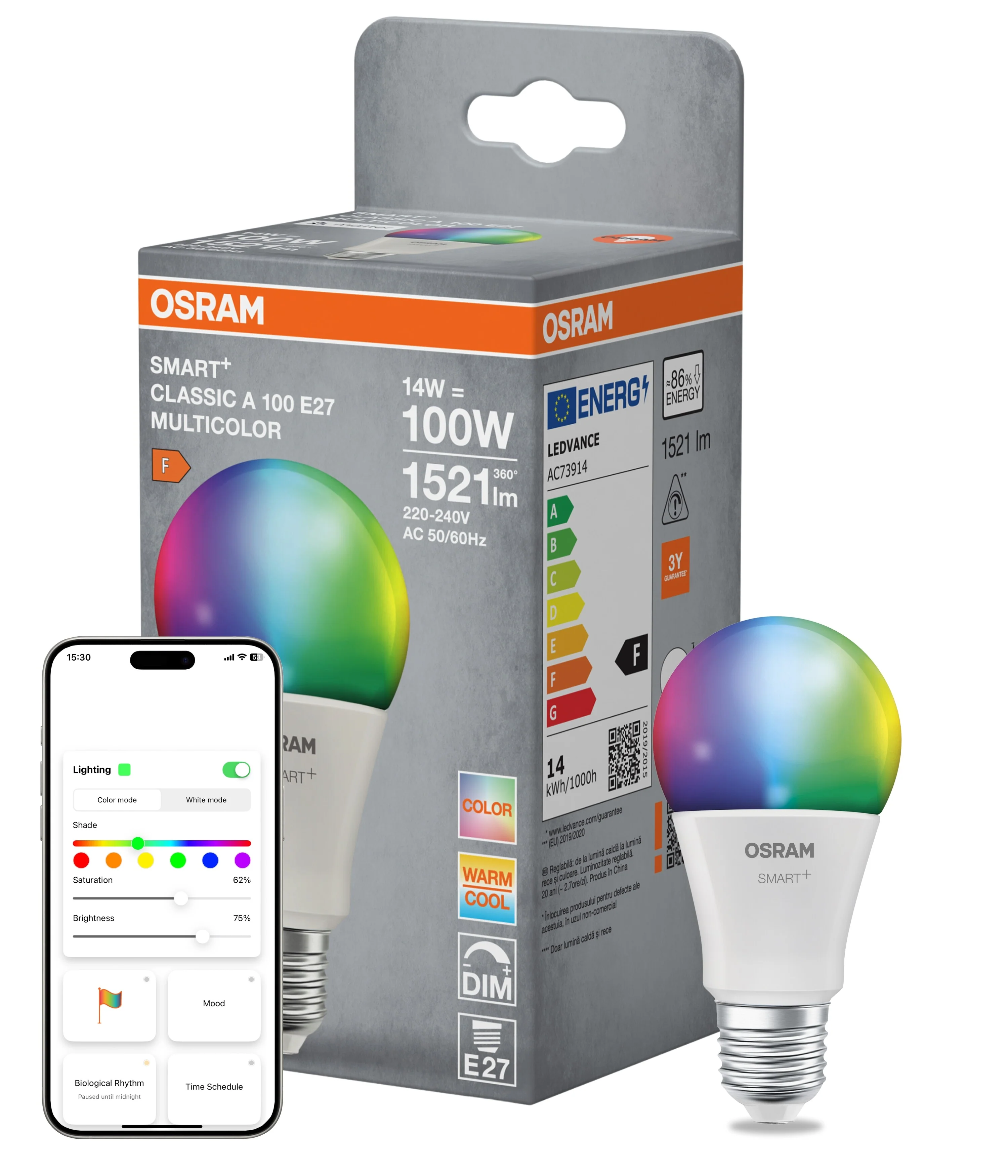 Żarówka LED OSRAM SMART+ MATTER Multicolor Classic A100 14W E27 - Image 5