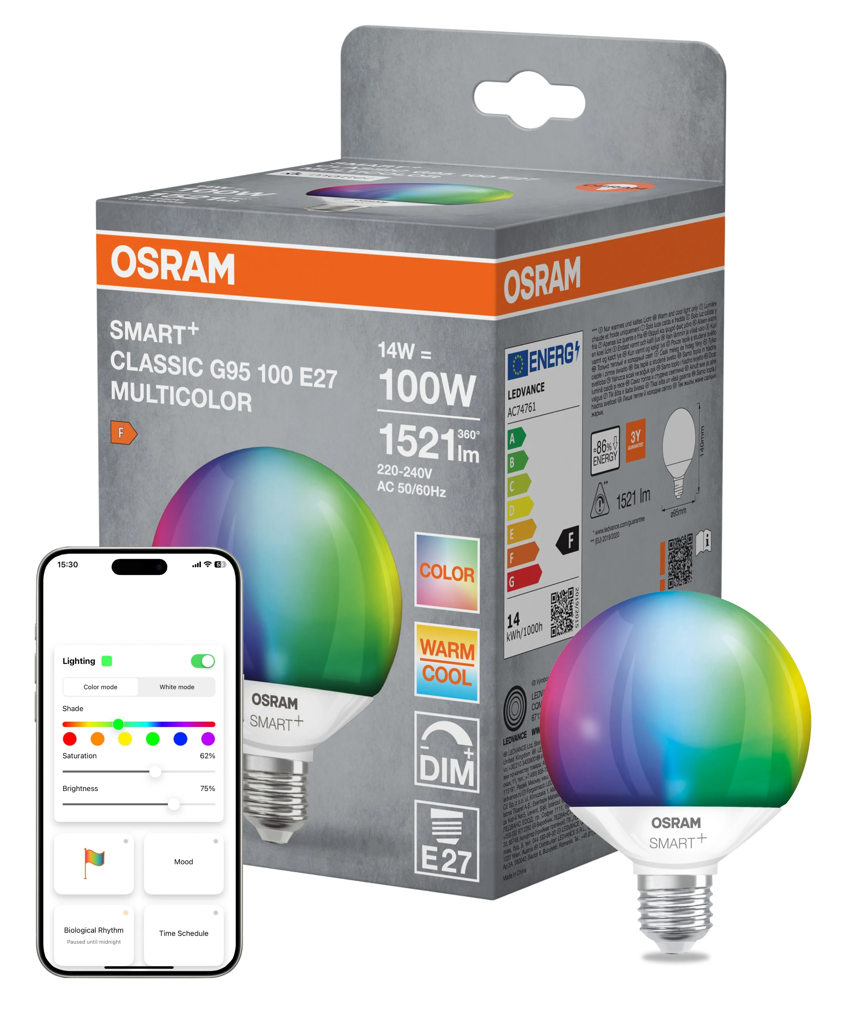 Żarówka LED OSRAM SMART+ MATTER Multicolor Classic Globe 95 100 14W E27 - Image 5