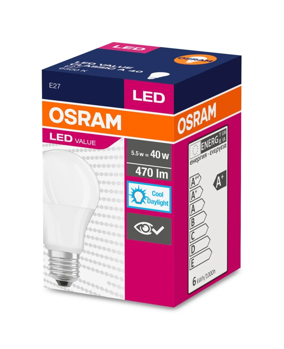 Żarówka LED OSRAM VALUE CLAS A 40 FR 4.9 W/6500 K E27 - Image 2