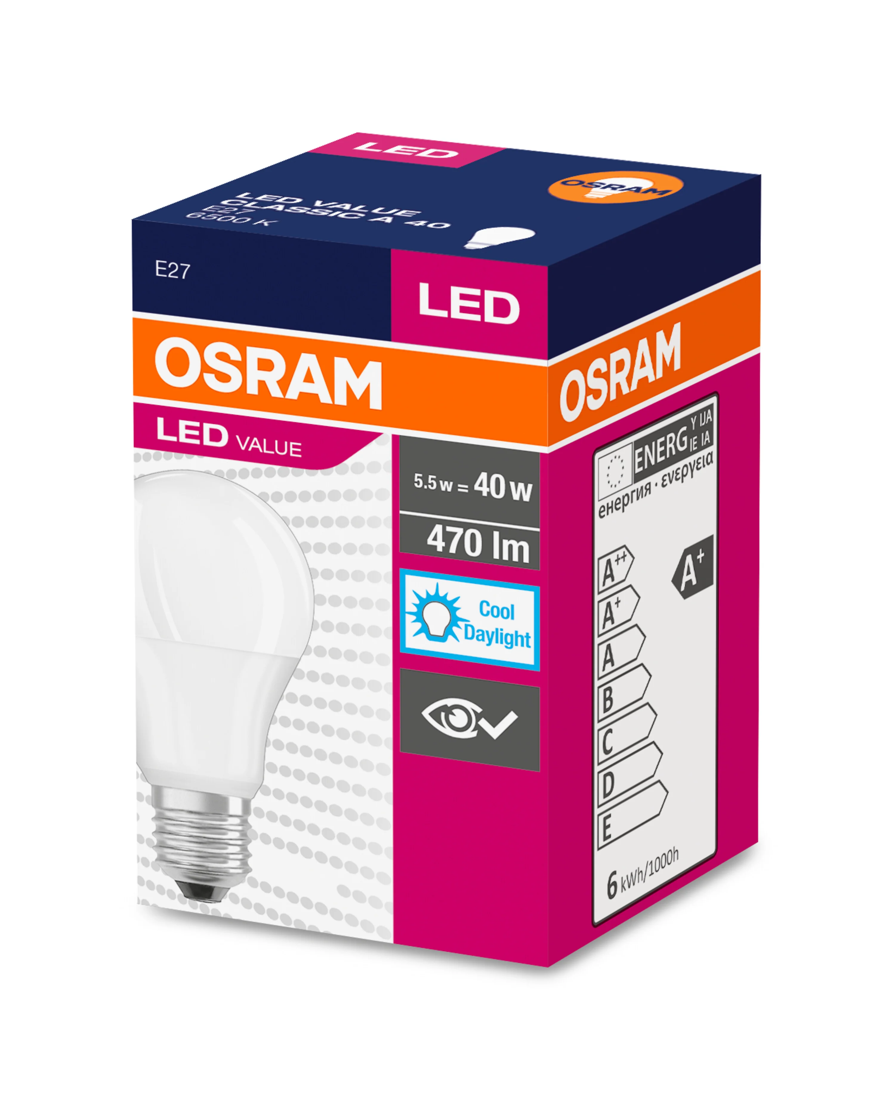 Żarówka LED OSRAM VALUE CLAS A 40 FR 4.9 W/6500 K E27 - Image 5