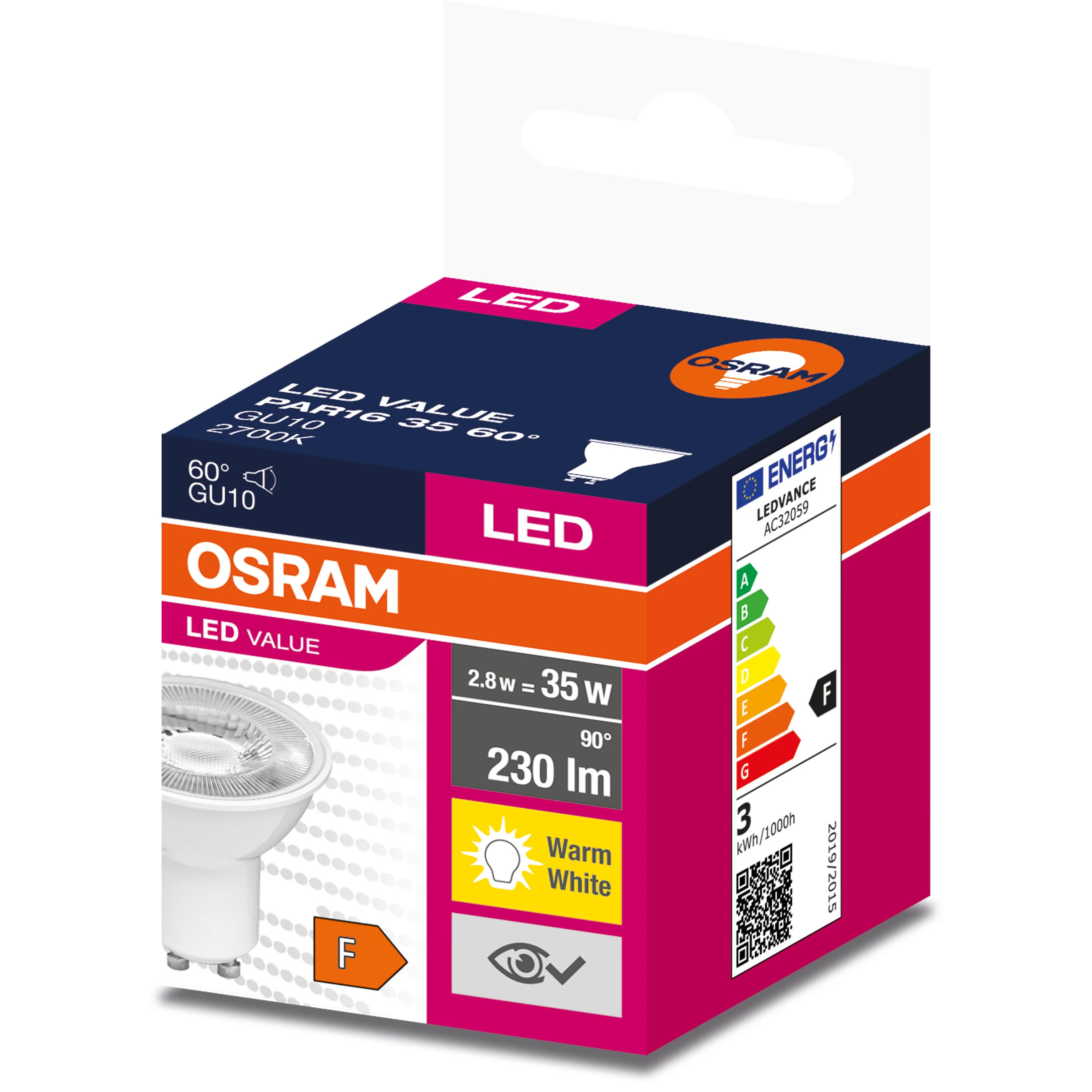 Żarówka LED OSRAM VALUE PAR 16 35 60 ° 2.8 W/2700 K GU10 ciepła - Image 3