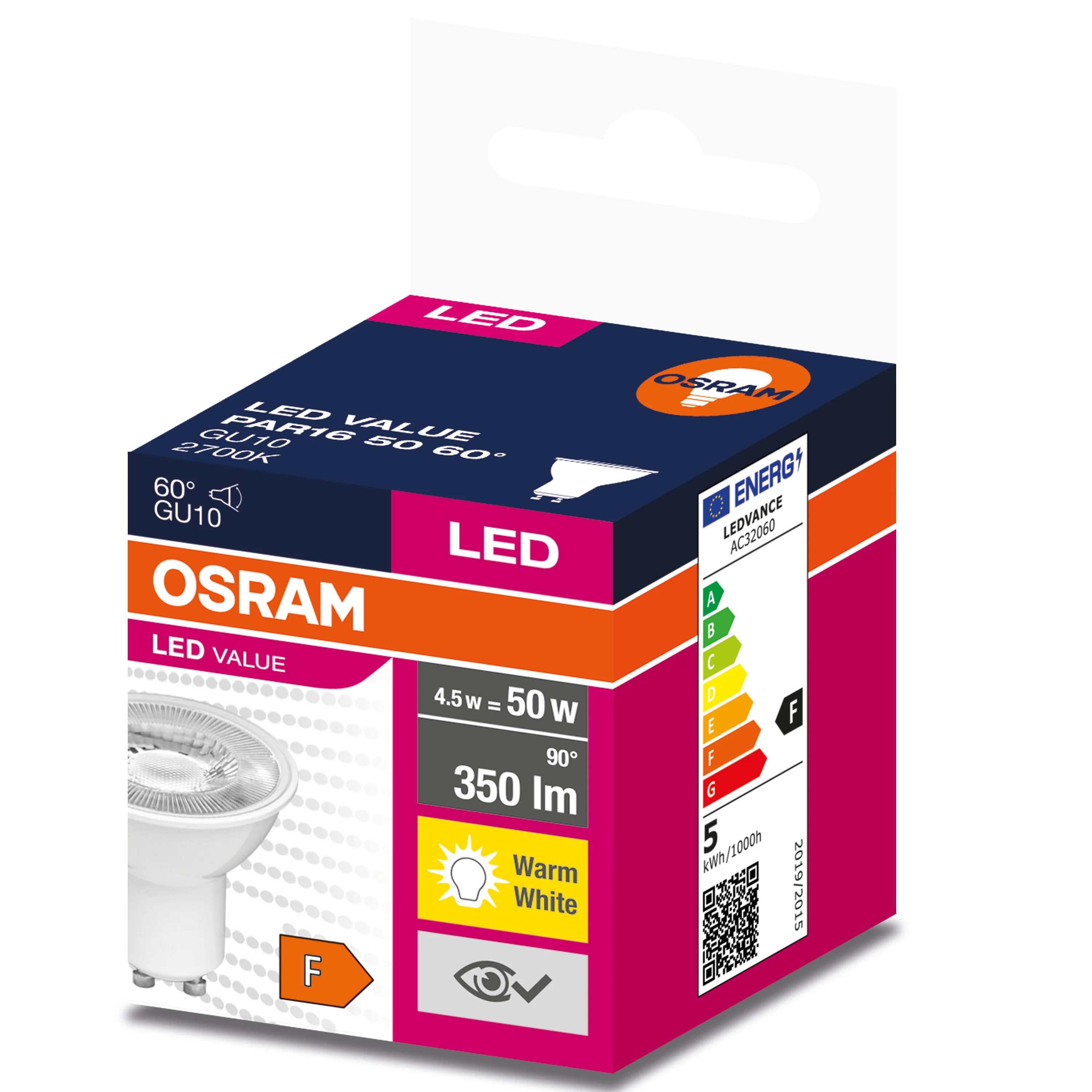 Żarówka LED OSRAM VALUE PAR 16 50 60 ° 4.5 W/2700 K GU10 ciepła - Image 3