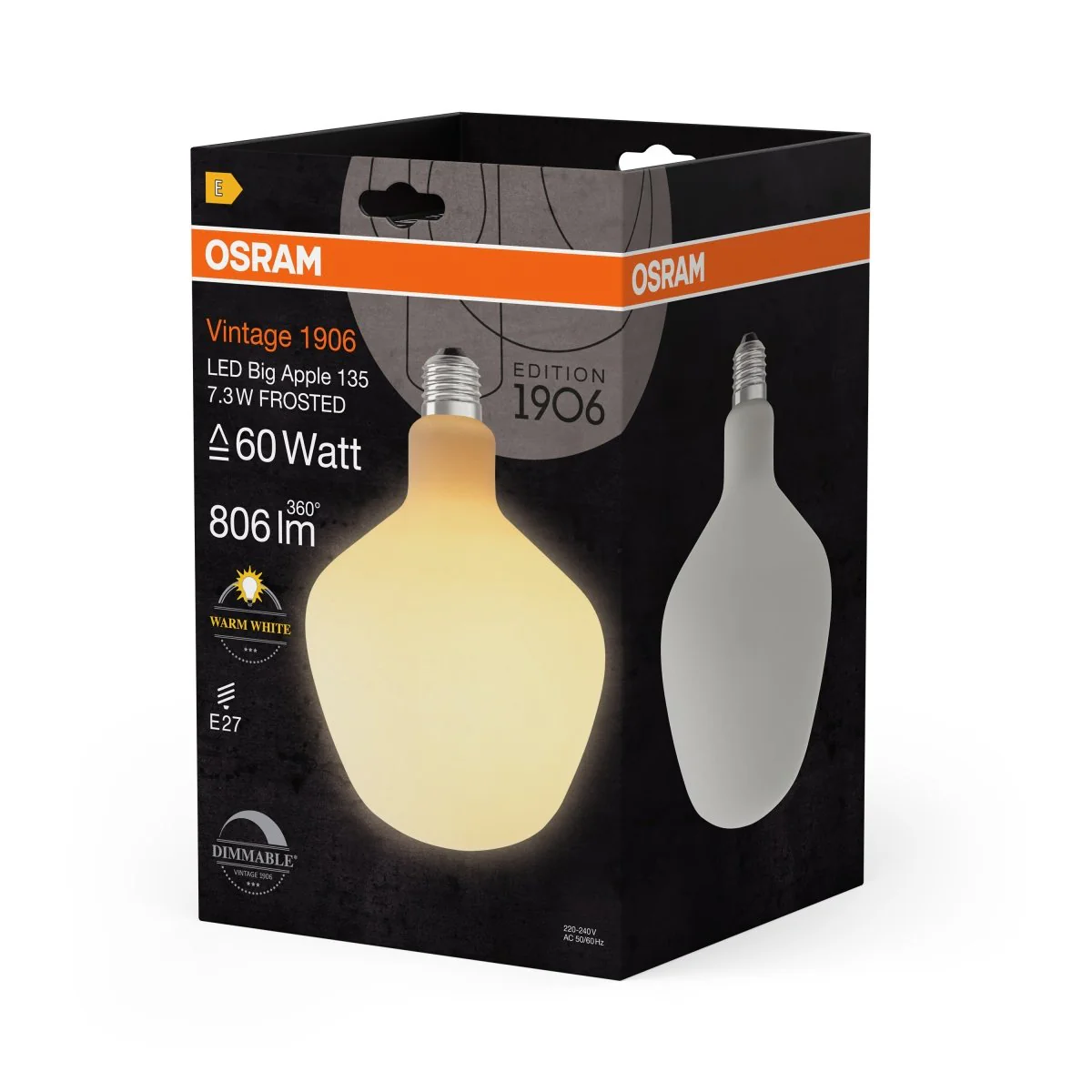 Żarówka LED OSRAM Vintage 1906 Big Apple 60 DIM 7.3W 827 Frosted E27 - Image 2