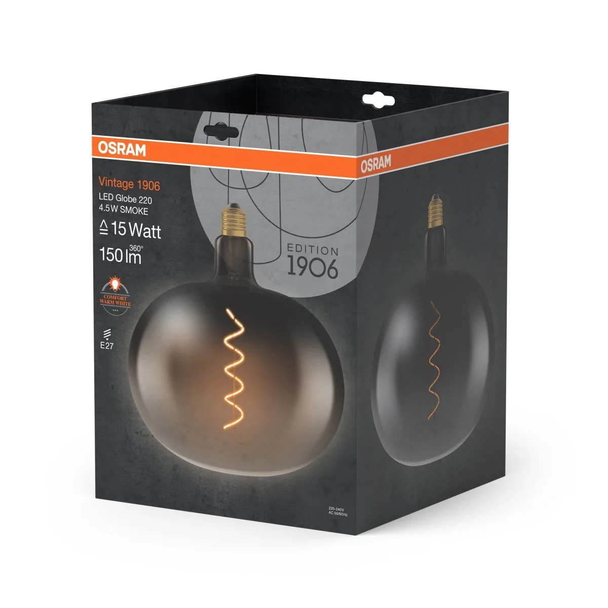 Żarówka LED OSRAM Vintage 1906 Big Globe 220 15 Filament 4.5W 818 Smoke E27 - Image 2
