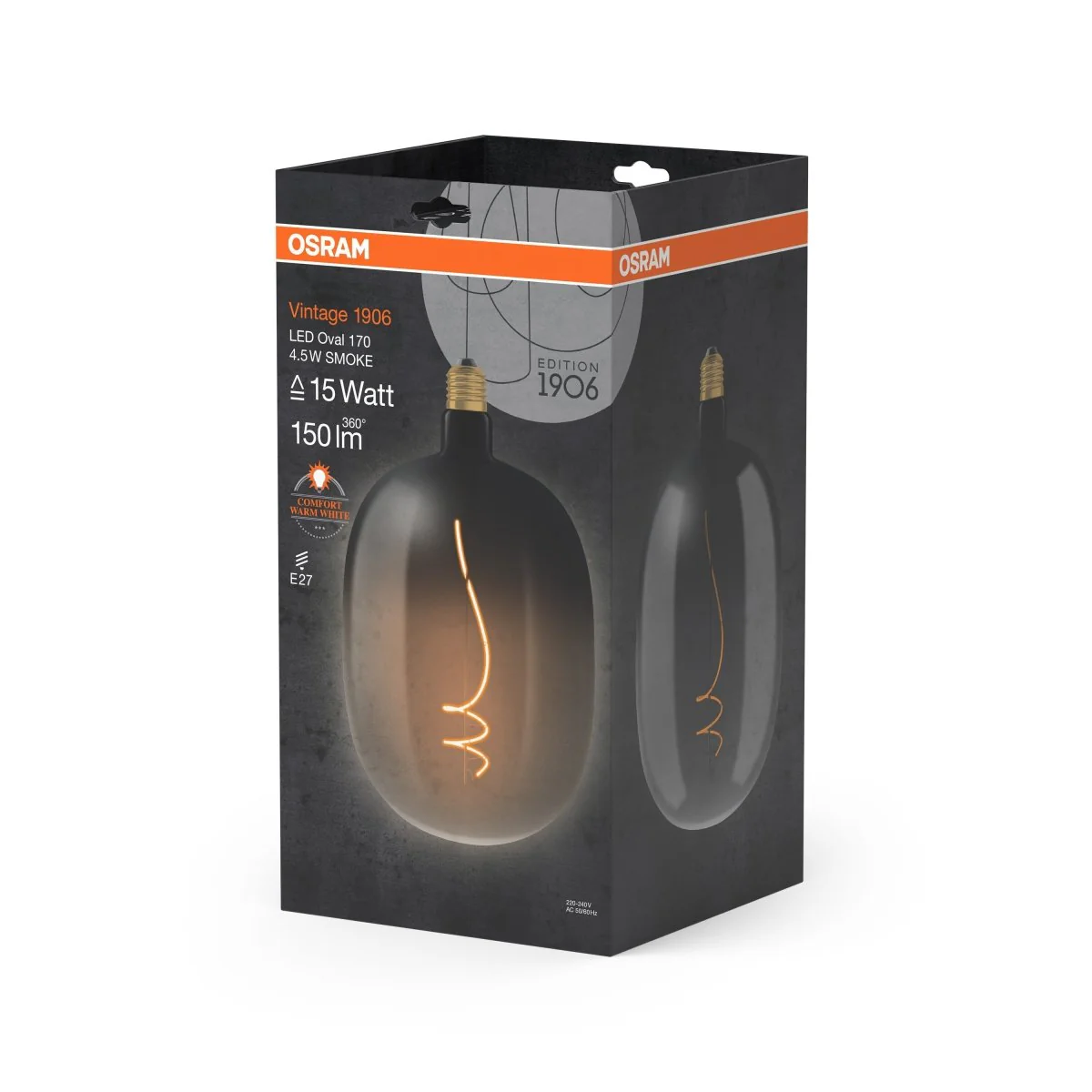 Żarówka LED OSRAM Vintage 1906 Big Oval 15 Filament Magnetic 4.5W 818 Smoke E27 - Image 2