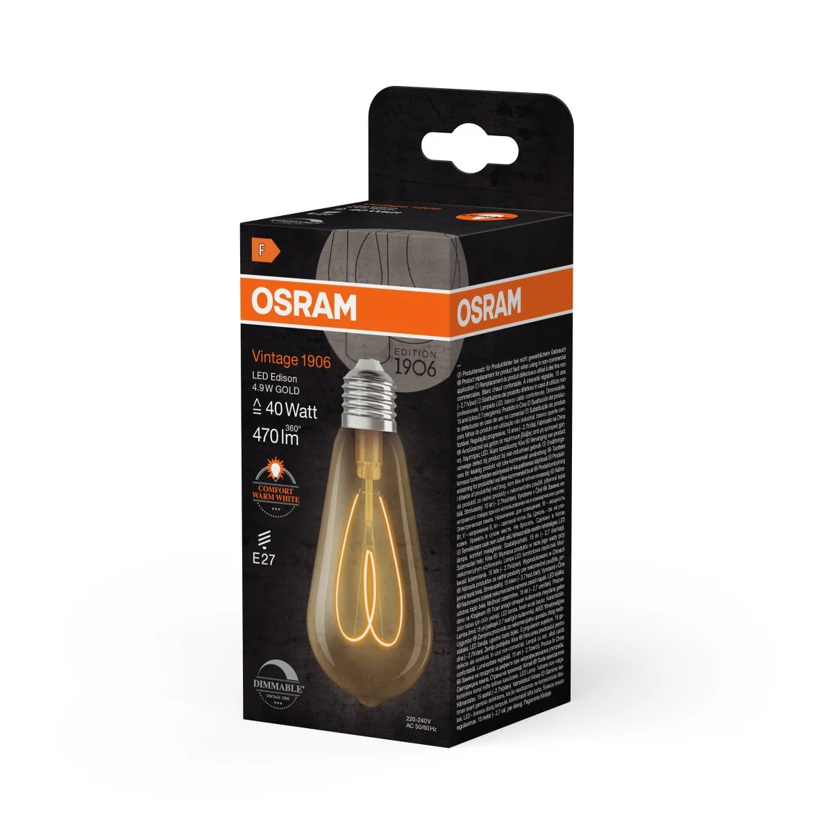 Żarówka LED OSRAM Vintage 1906 Edison 40 Heart Filament DIM 4.9W 922 Gold E27 - Image 2