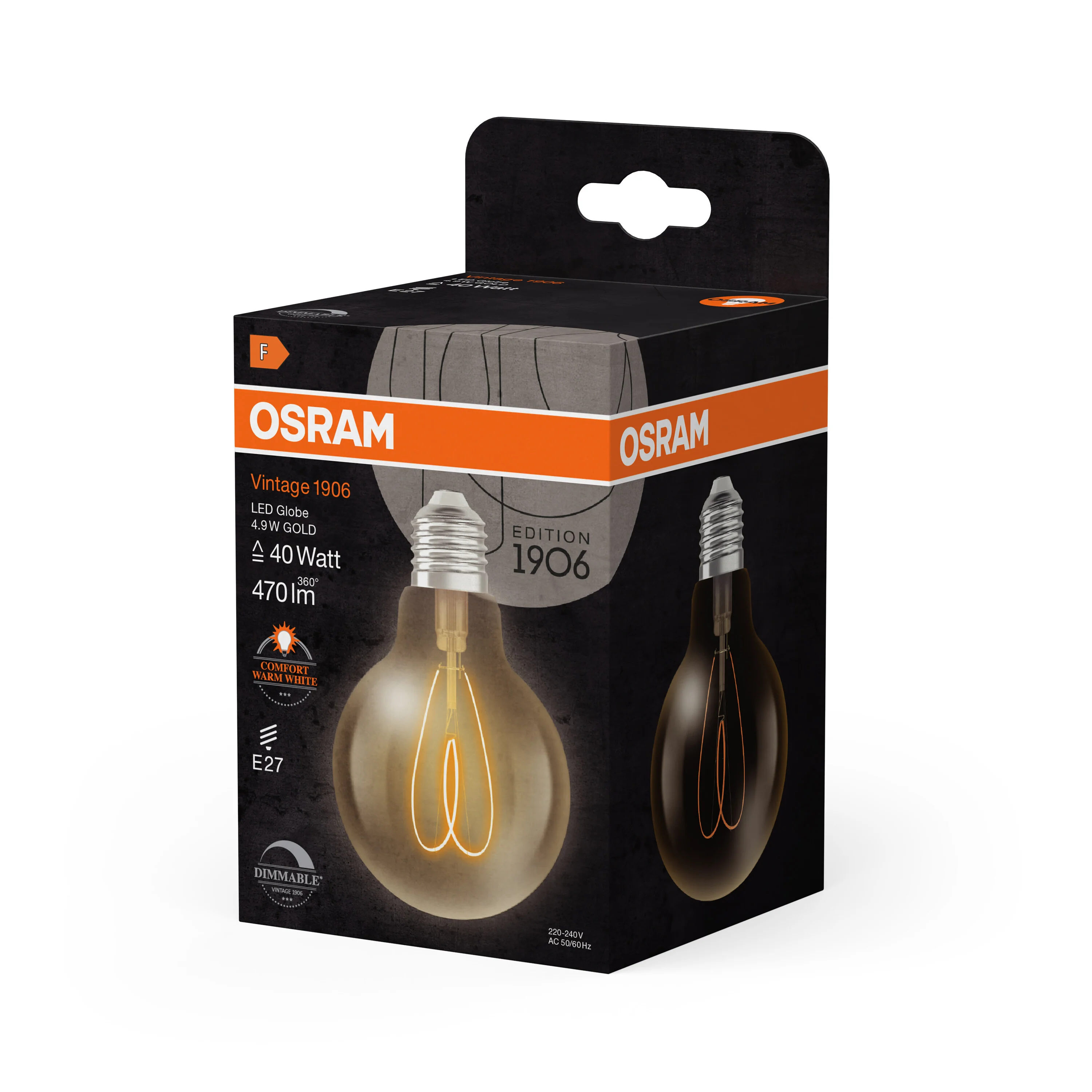 Żarówka LED OSRAM Vintage 1906 Globe 80 40 Heart Filament DIM 4.9W 922 Gold E27 - Image 6