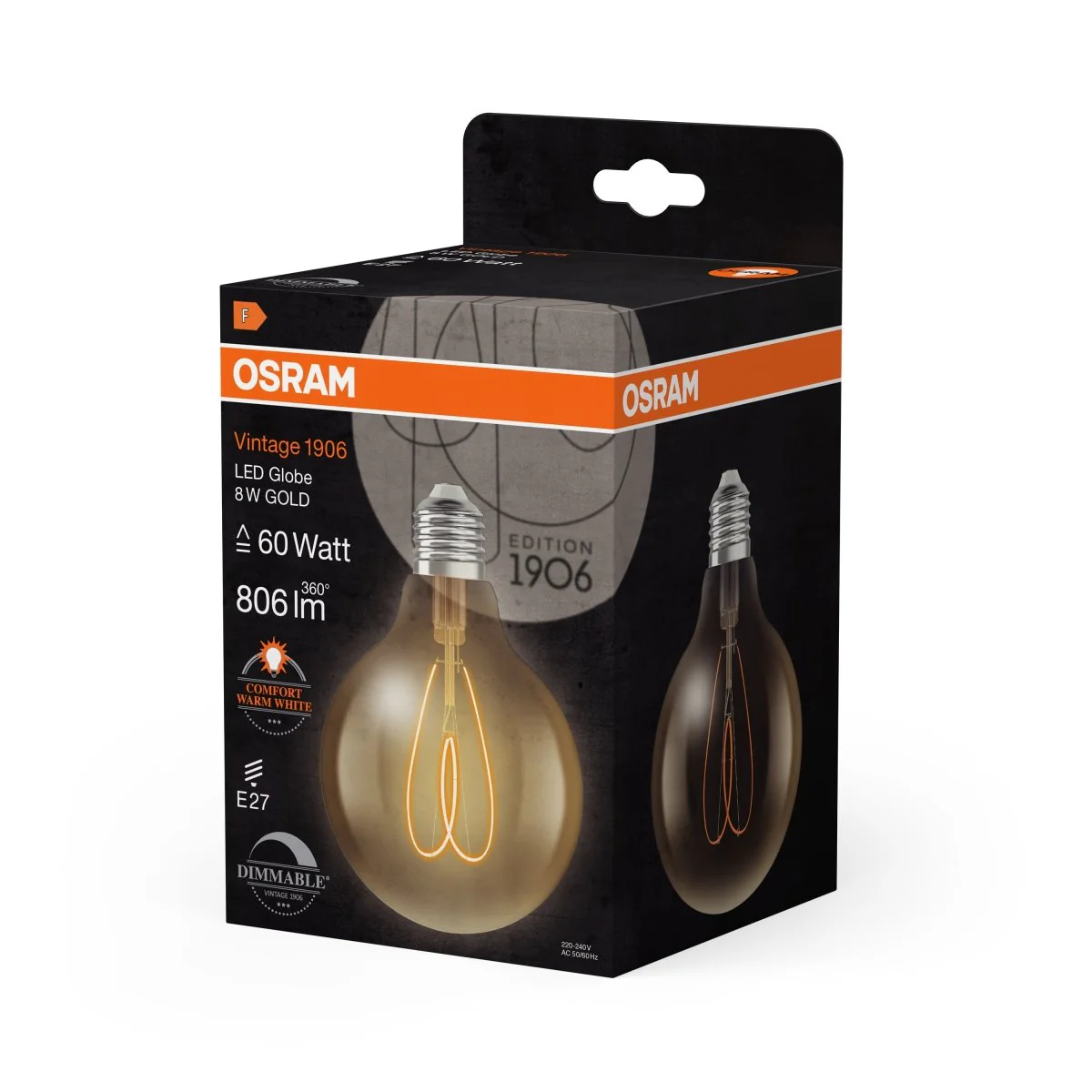 Żarówka LED OSRAM Vintage 1906 Globe 95 60 Heart Filament DIM 8W 922 Gold E27 - Image 2