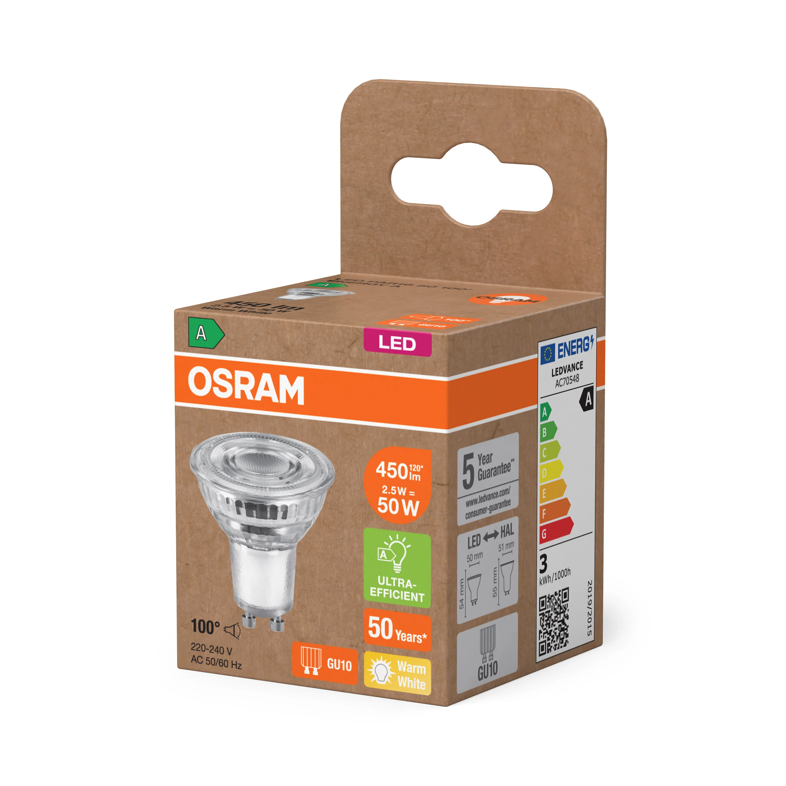 Żarówka LED PAR16 Reflektor GU10 2.5W = 50W 450lm 2700K Ciepła 100° 180lm/W ENERGY EFFICIENCY - Image 5